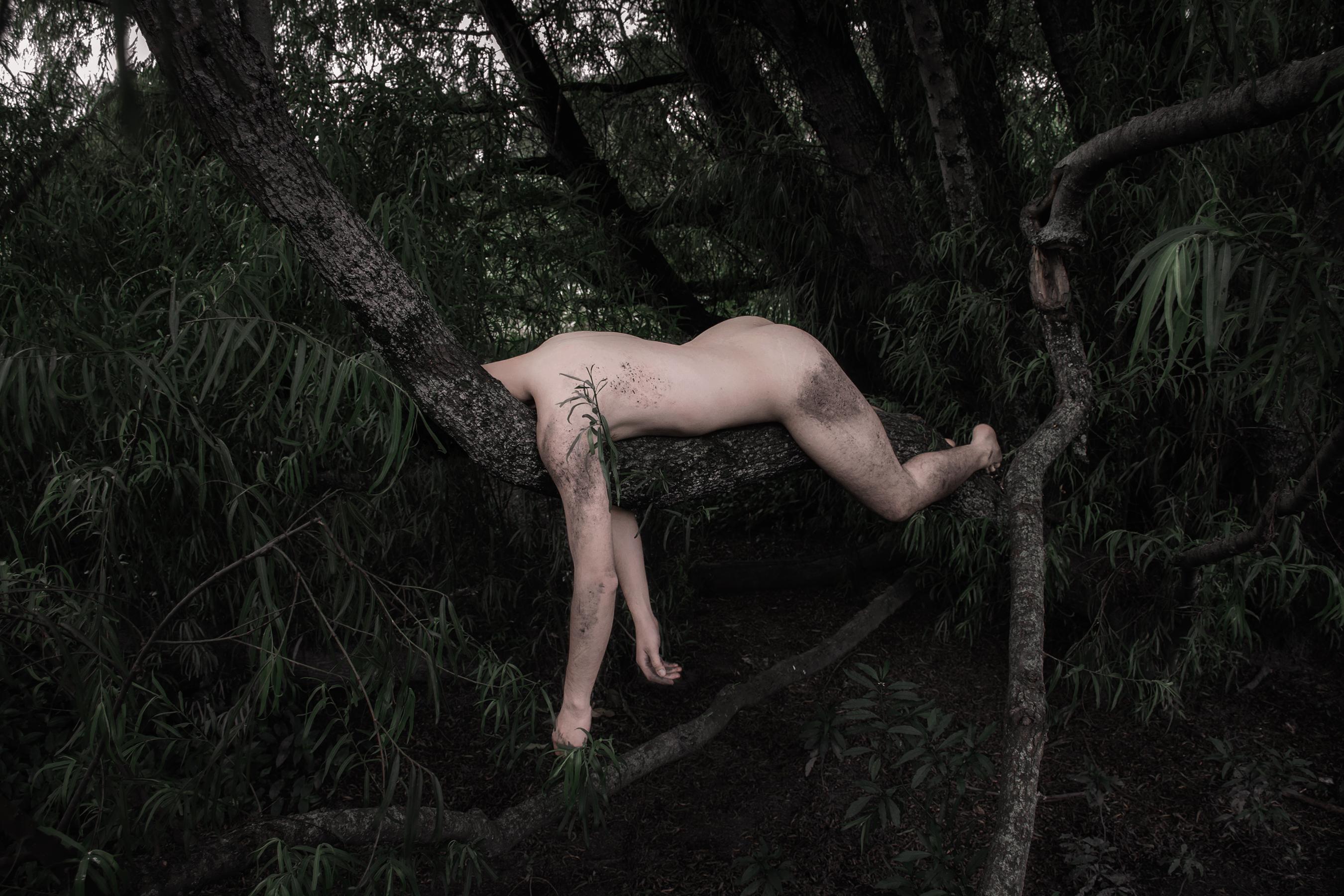 Javier Rey Nude Photograph – Engulfment, Cordoba 5. Akt in einer Landschaftsfarbfotografie