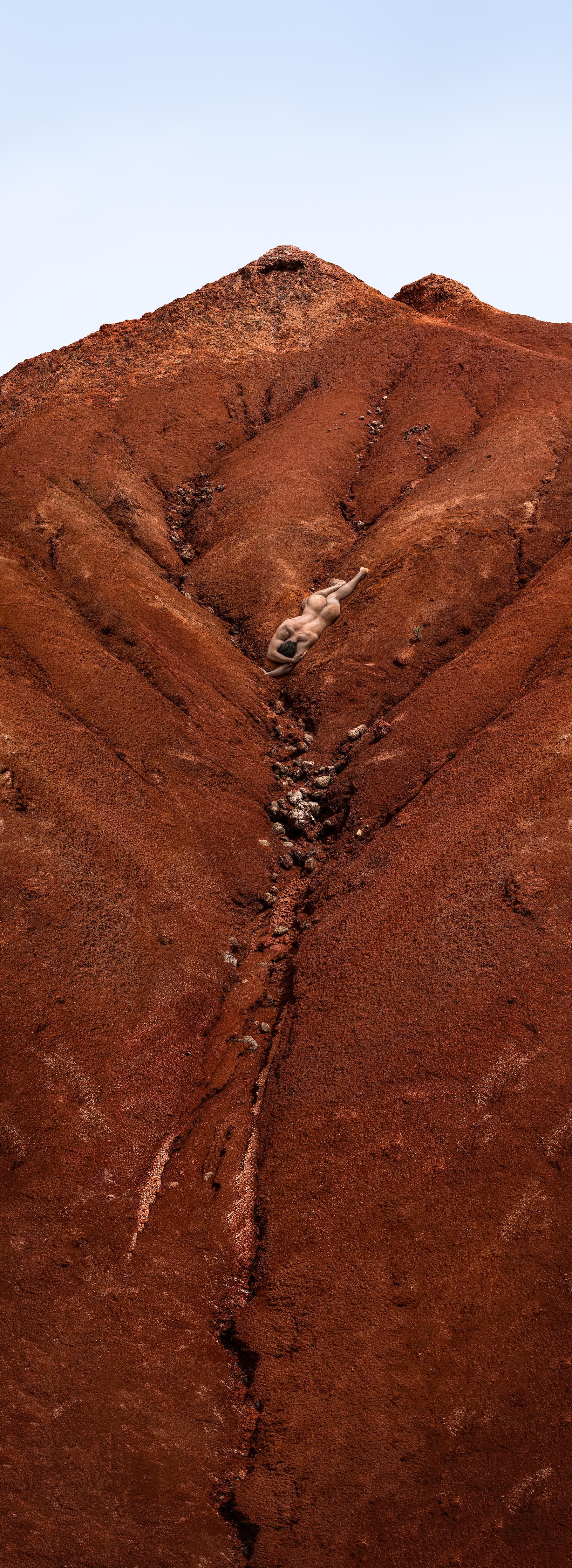 Javier Rey Color Photograph - Engulfment, Mosquera 1. Nude in a landscape color photograph