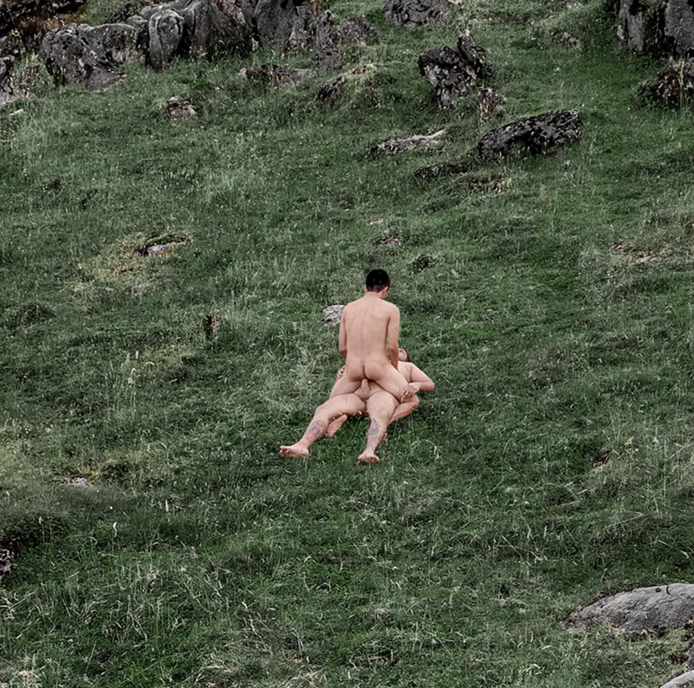 Unión 2. Nude in a landscape color photo. From the Series Unión - Photograph by Javier Rey