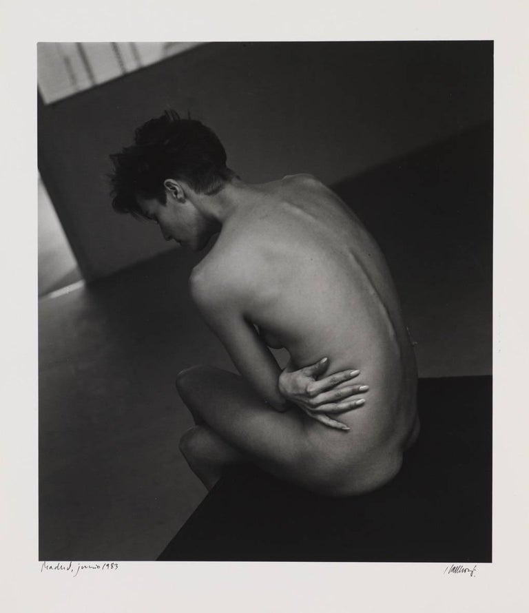 Nude. Javier Vallhonrat 1983 portrait of a man in black and white photography - Photograph by Javier Vallhonrat