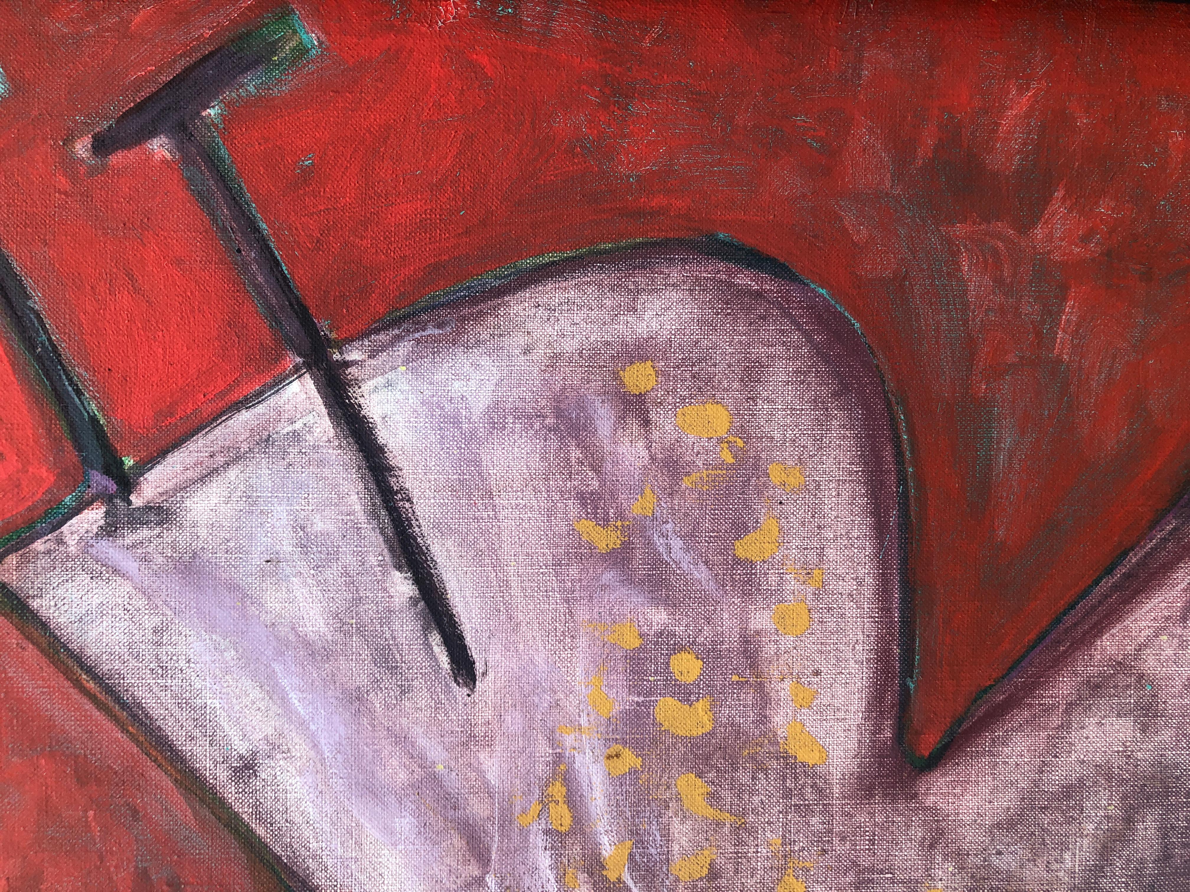 Quadro Rouge de fond olio su tela - Abstract Painting Rosa di Javier Vilato
