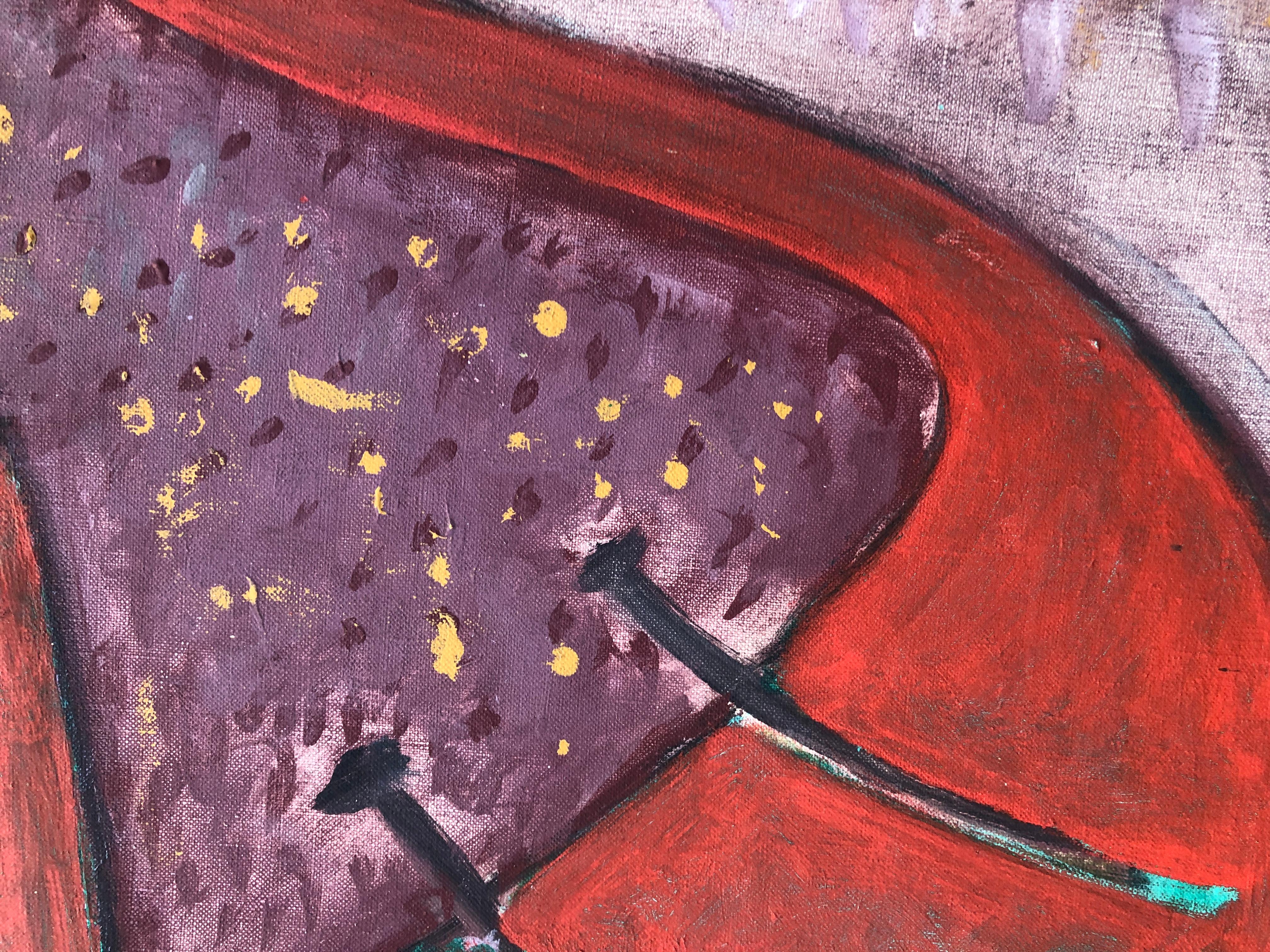 Quadro Rouge de fond olio su tela in vendita 1