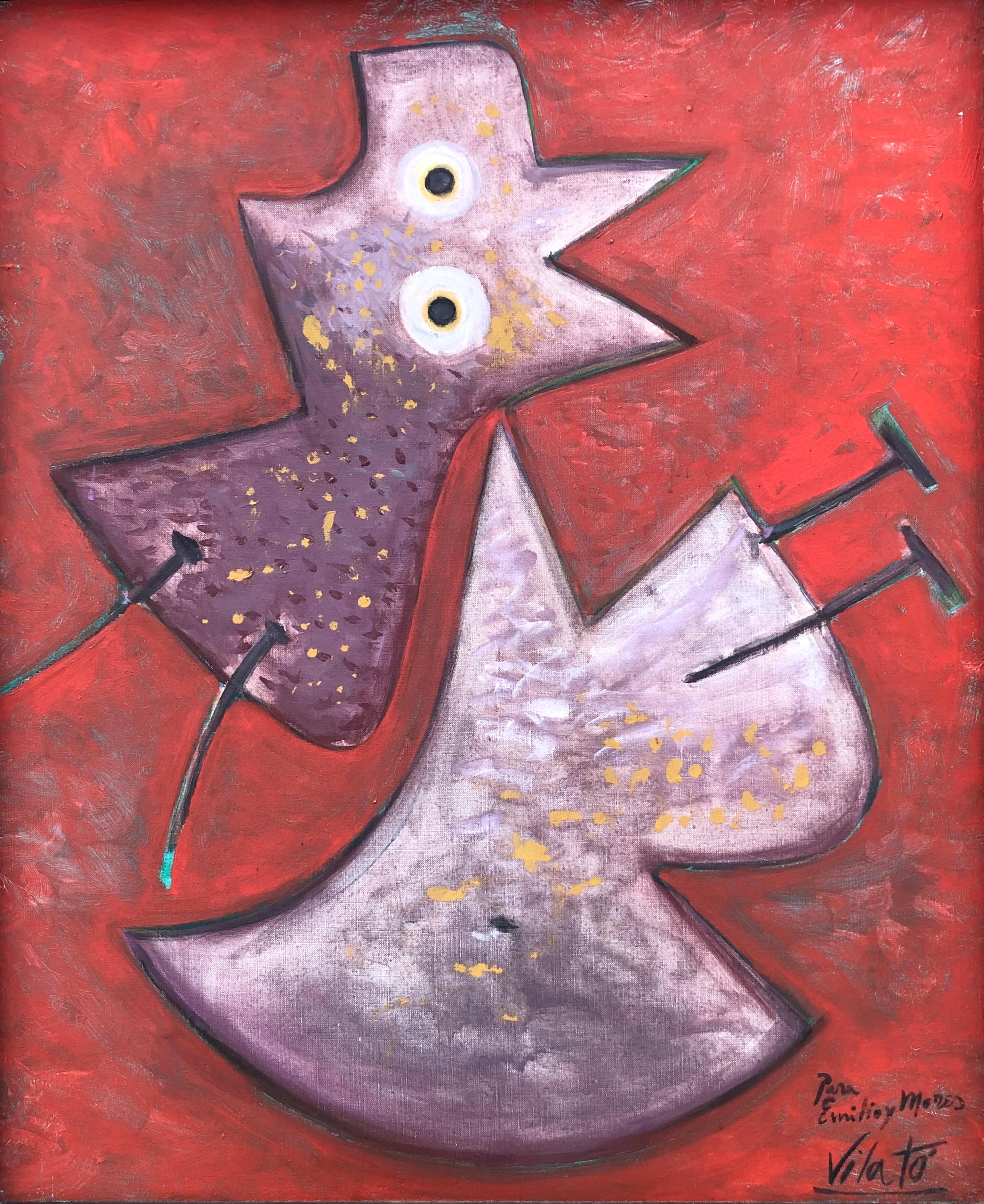 Quadro Rouge de fond olio su tela