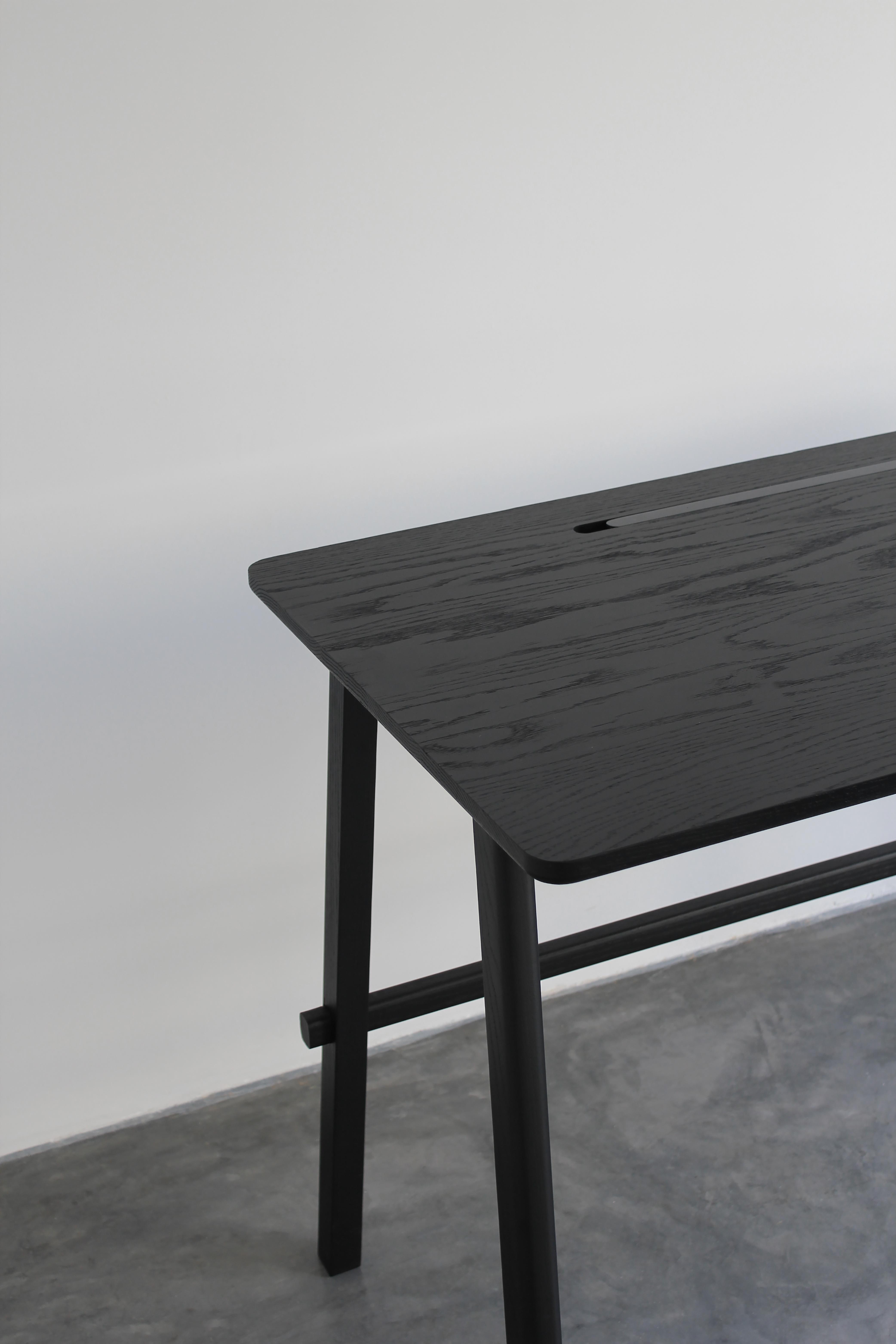 Scandinavian Modern Javo Desk with white oak matte finish & Japanese joints and black coated steel  For Sale
