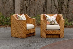 Jaw-Dropping Pair of Restored Vintage Split Bamboo Club Chairs, c 1970