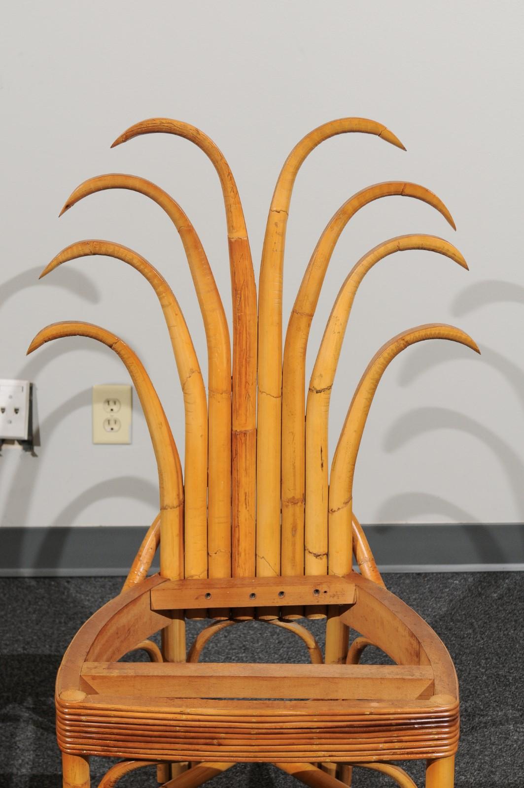 Jaw-Dropping Set of 12 Custom Made Palm Frond Dining Chairs, circa 1950 3