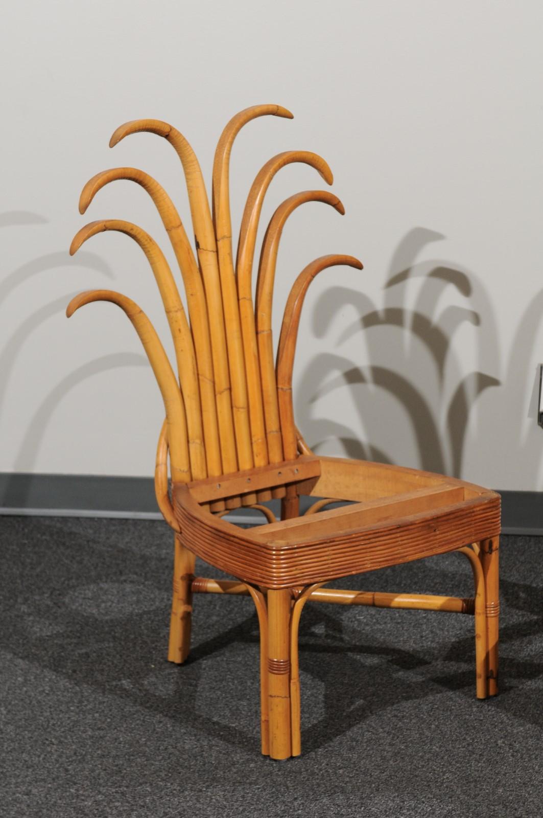 Jaw-Dropping Set of 12 Custom Made Palm Frond Dining Chairs, circa 1950 11