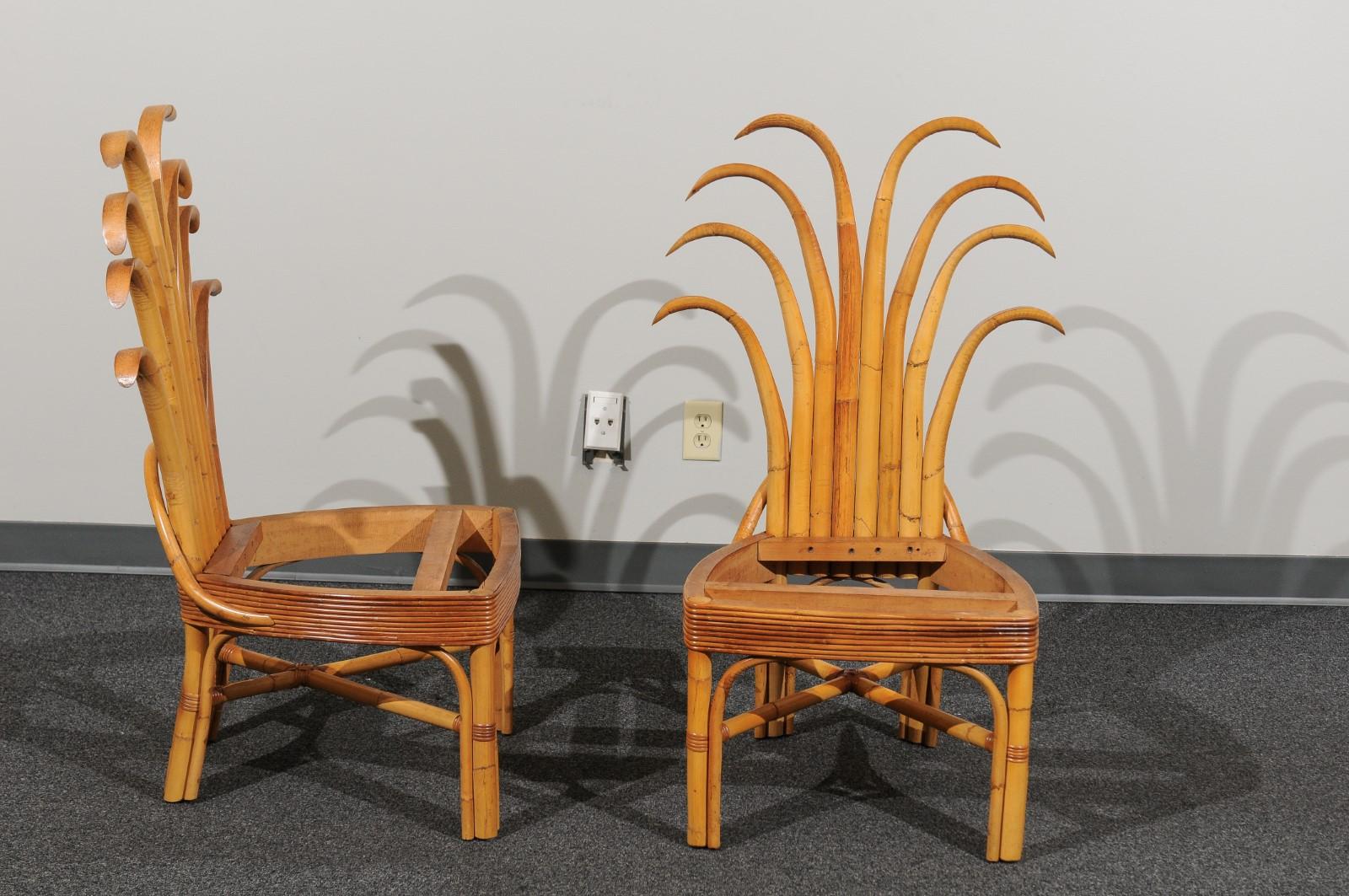 Jaw-Dropping Set of 12 Custom Made Palm Frond Dining Chairs, circa 1950 12