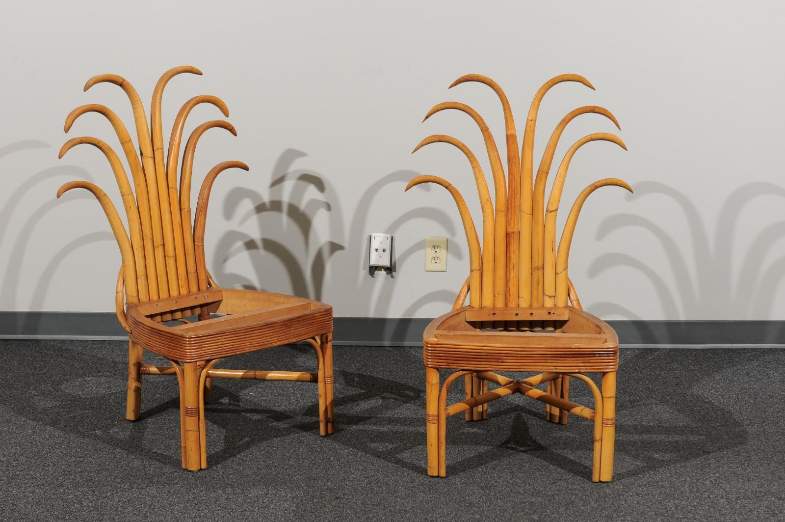 Mid-Century Modern Jaw-Dropping Set of 12 Custom Made Palm Frond Dining Chairs, circa 1950
