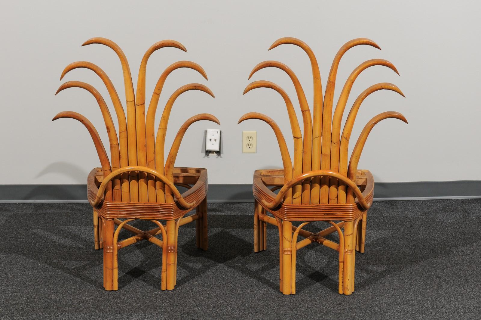 Jaw-Dropping Set of 12 Custom Made Palm Frond Dining Chairs, circa 1950 In Excellent Condition In Atlanta, GA