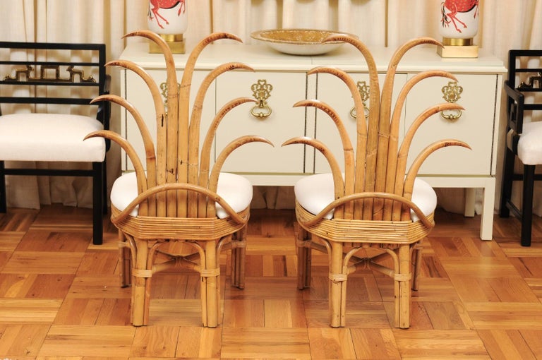 Jaw-Dropping Set of 12 Custom Made Palm Frond Dining Chairs, circa 1950 For Sale 2