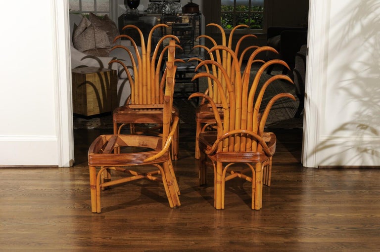 JawDropping Unique Pair of CustomMade Palm Frond Chairs, circa 1950