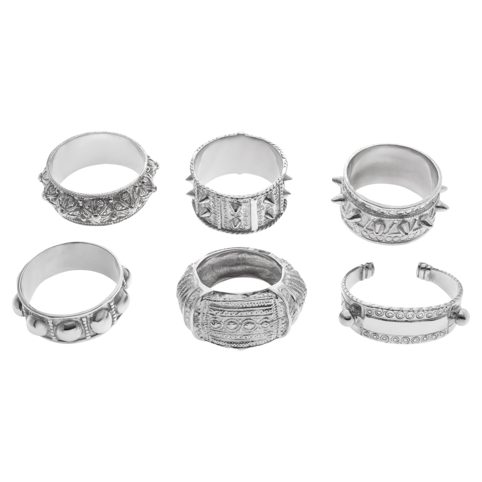 Jawahir Oman Jewelers, Set of Six Sterling Silver Napkin Rings at 1stDibs