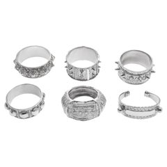 Vintage Jawahir Oman Jewelers, Set of Six Sterling Silver Napkin Rings