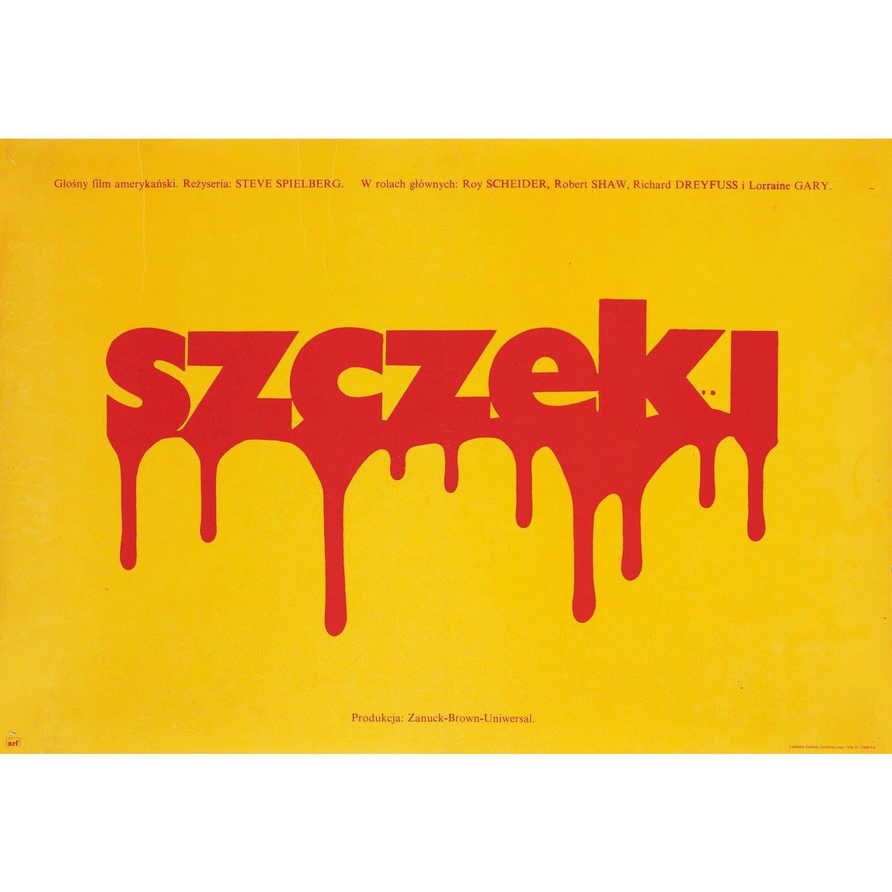 Late 20th Century Jaws 1976 Polish B2 Film Poster