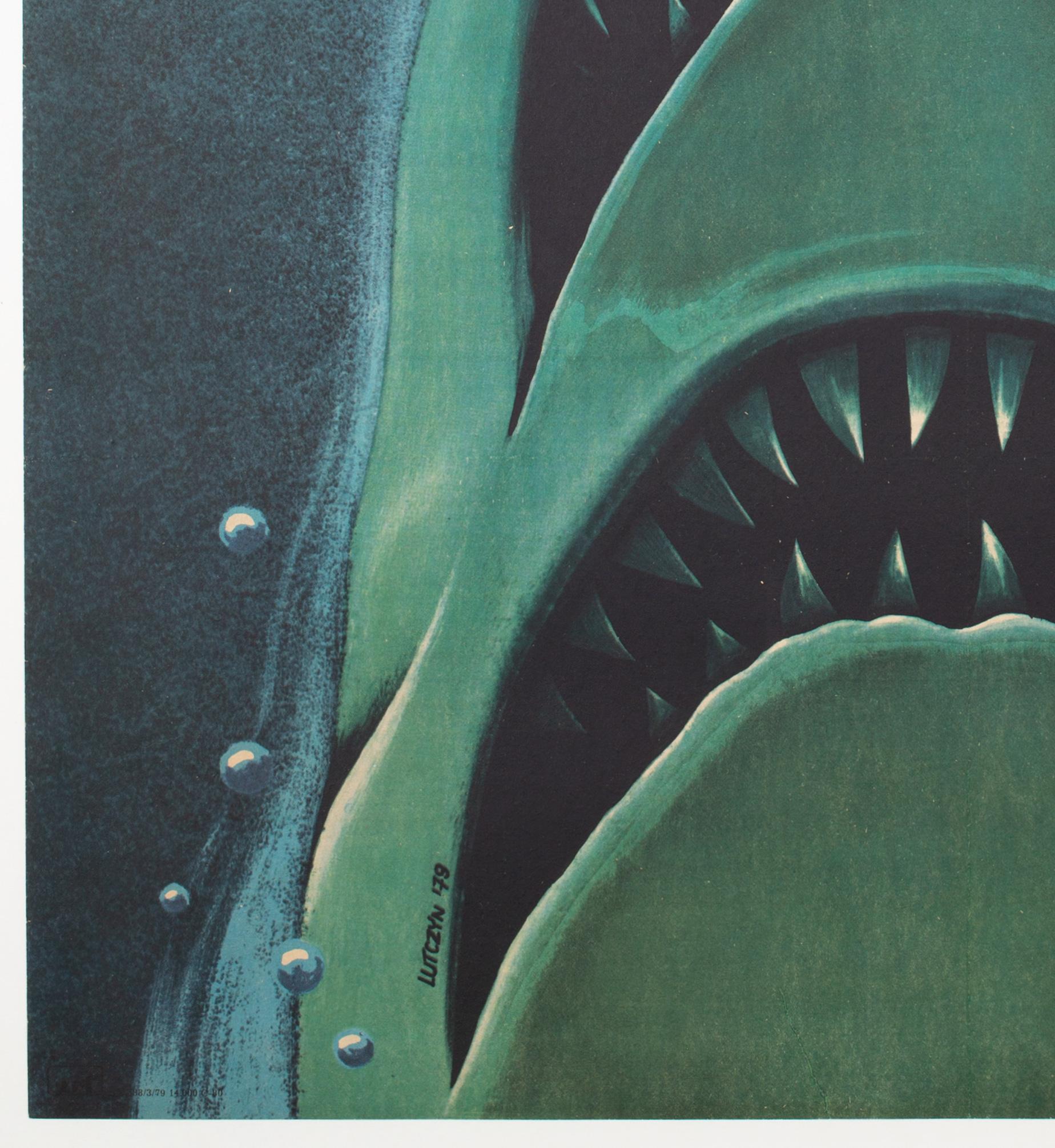 Paper Jaws 2 1979 Polish B1 Film Movie Poster, Lutczyn