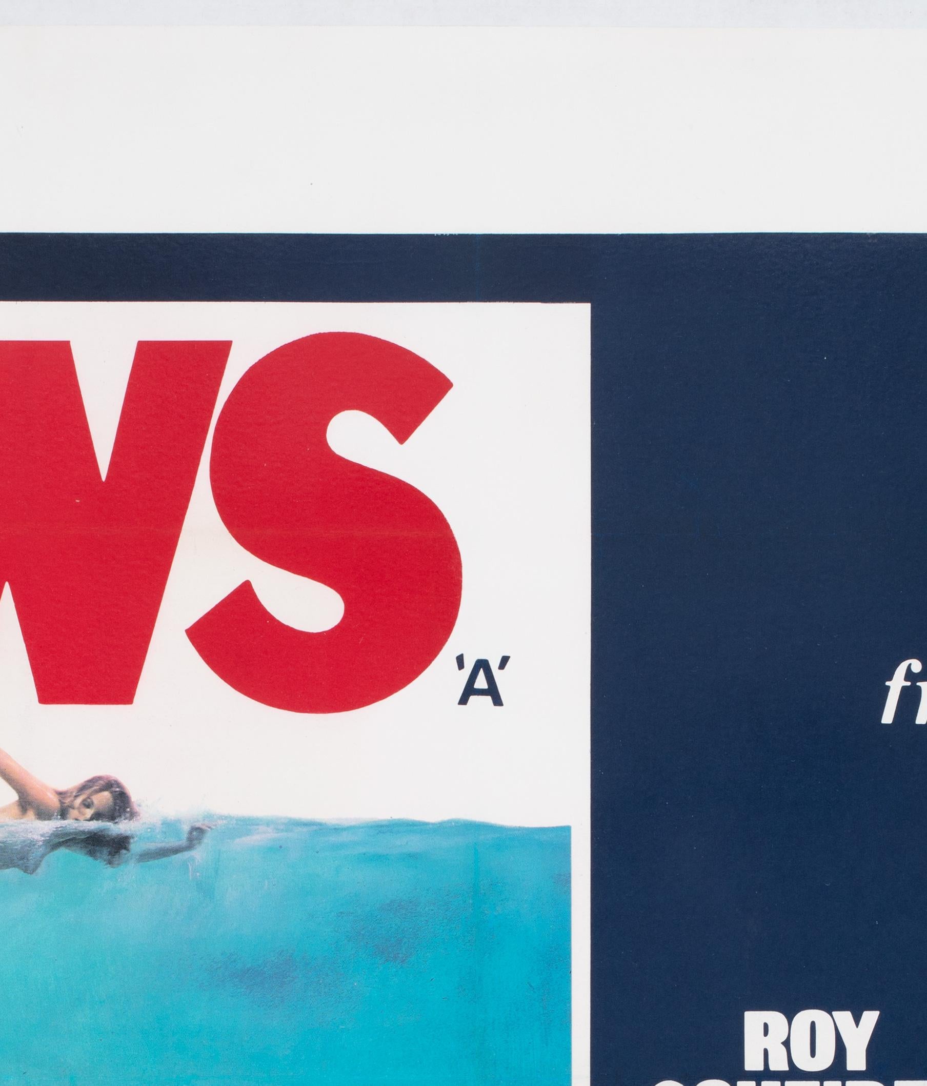 Jaws Original UK Film Movie Poster, 1975, Roger Kastel In Excellent Condition For Sale In Bath, Somerset