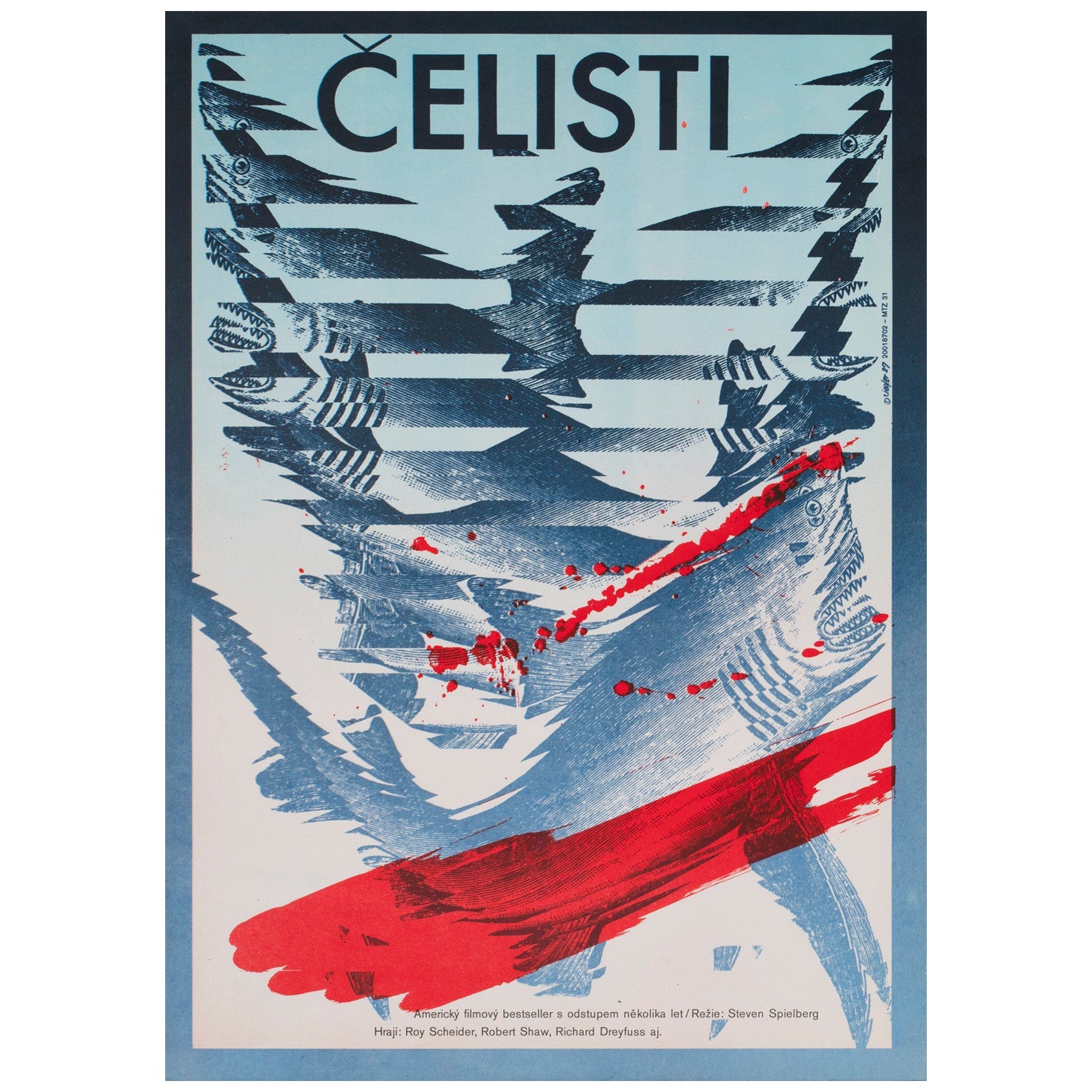 Les Dents de la mer R1987 Affiche A3 tchèque, Zdenek Ziegler