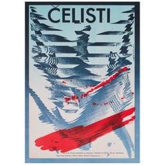 Jaws R1987 Czech A3 Film Poster, Zdenek Ziegler