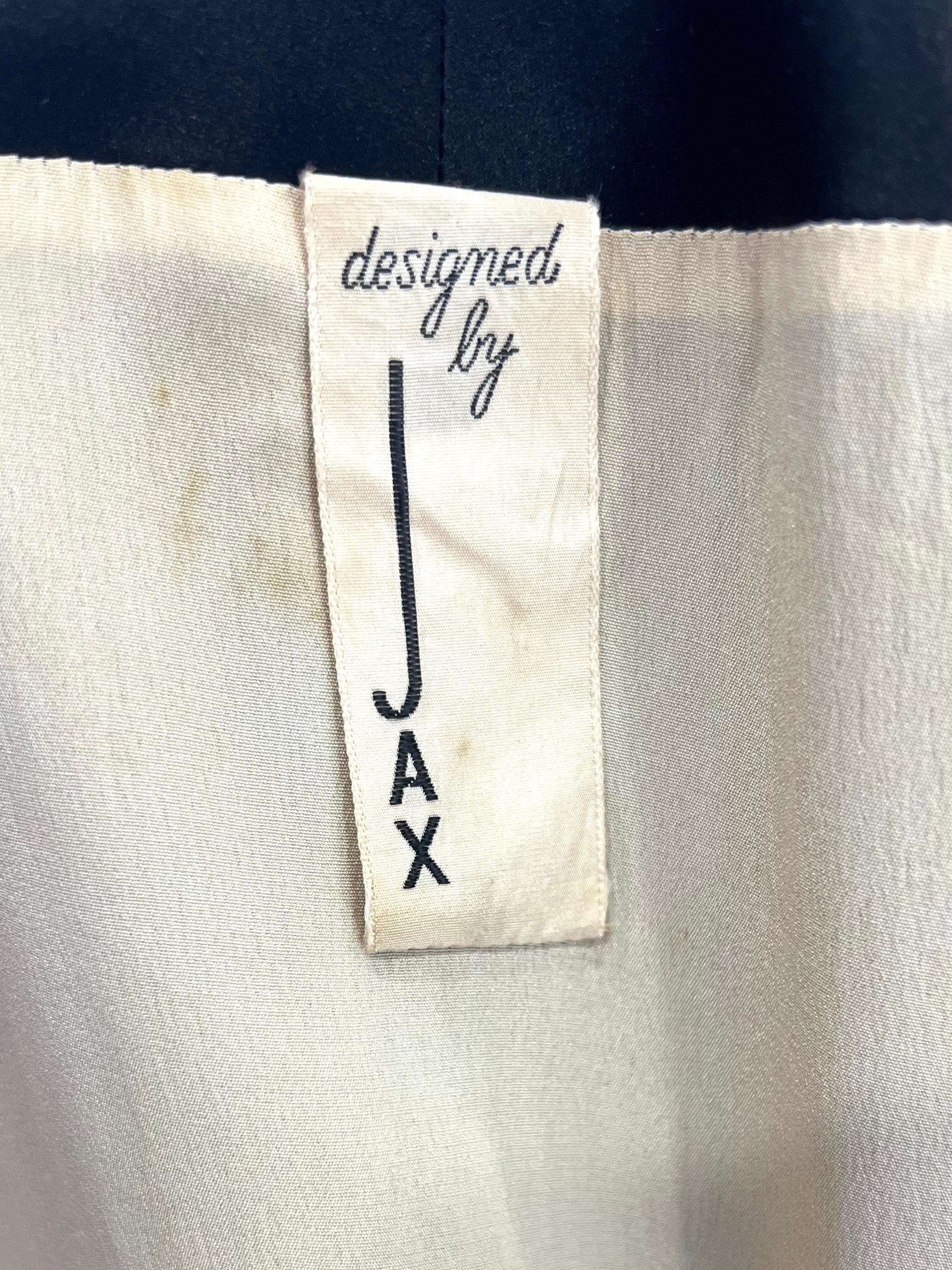 Women's JAX Glamorous Black Satin Baby Doll Full Length Evening Coat, 1960s For Sale