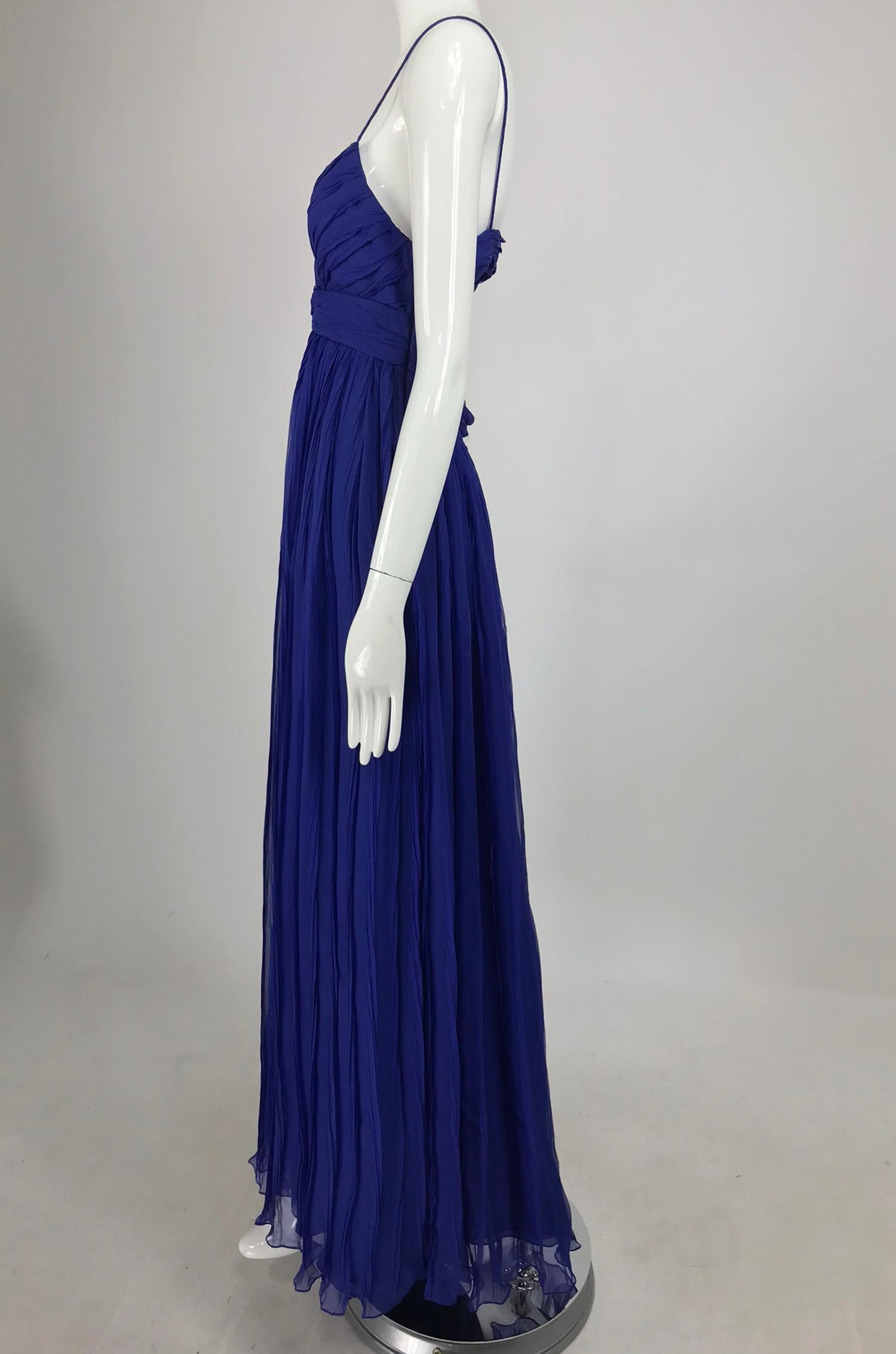 Jay Ahr pleated Blue Silk Evening Gown  5