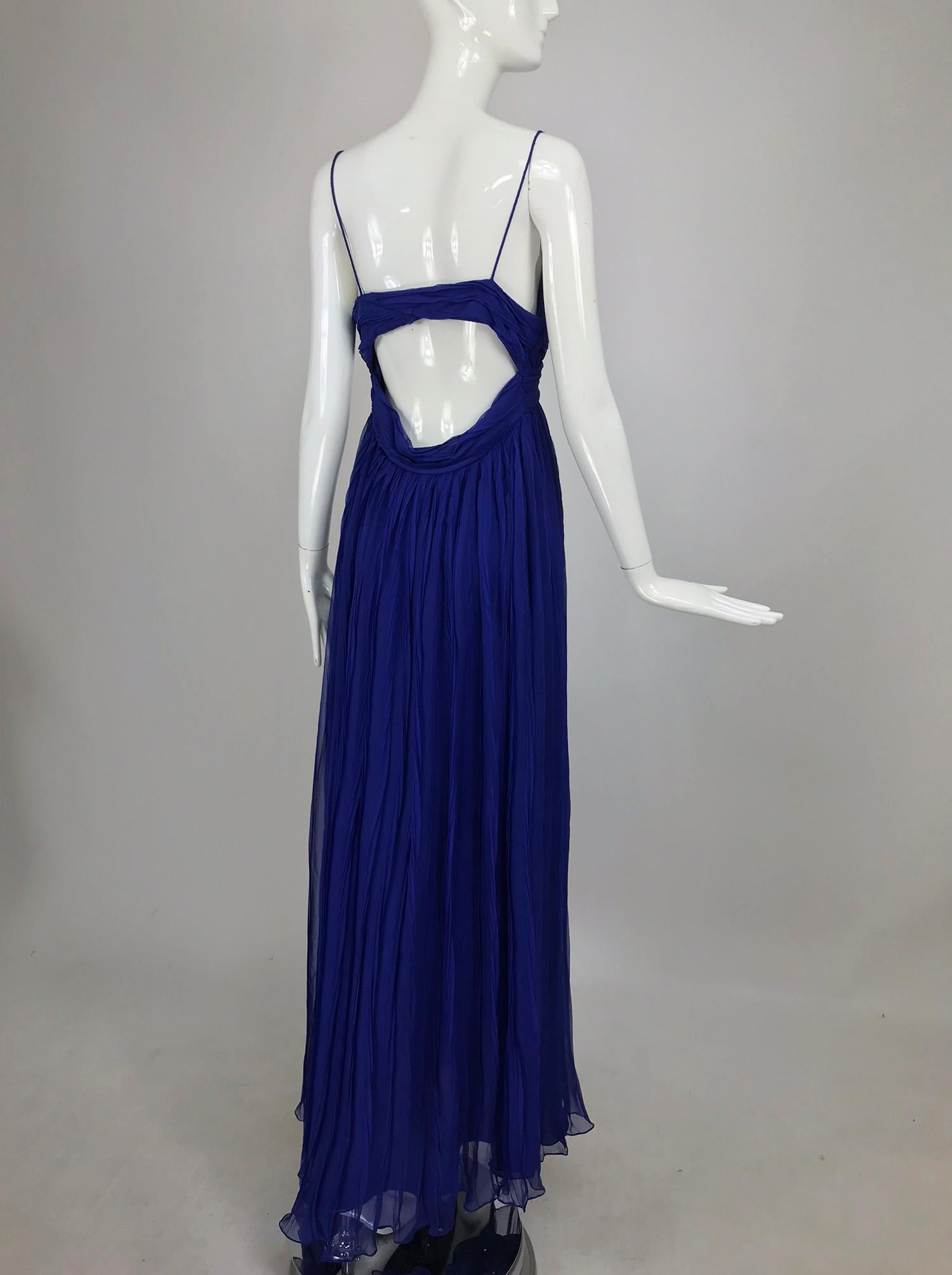 Jay Ahr pleated Blue Silk Evening Gown  1