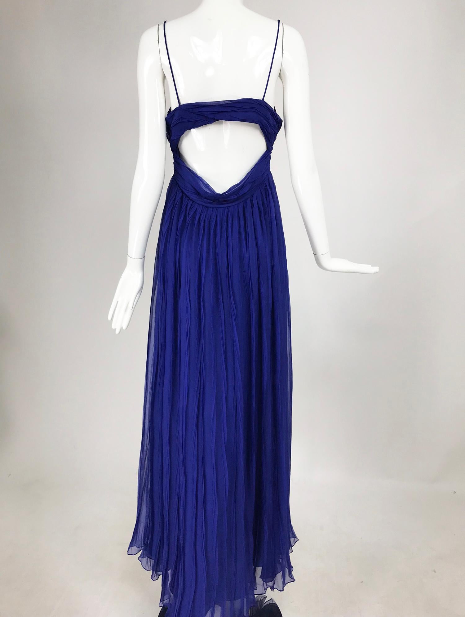 Jay Ahr pleated Blue Silk Evening Gown  2