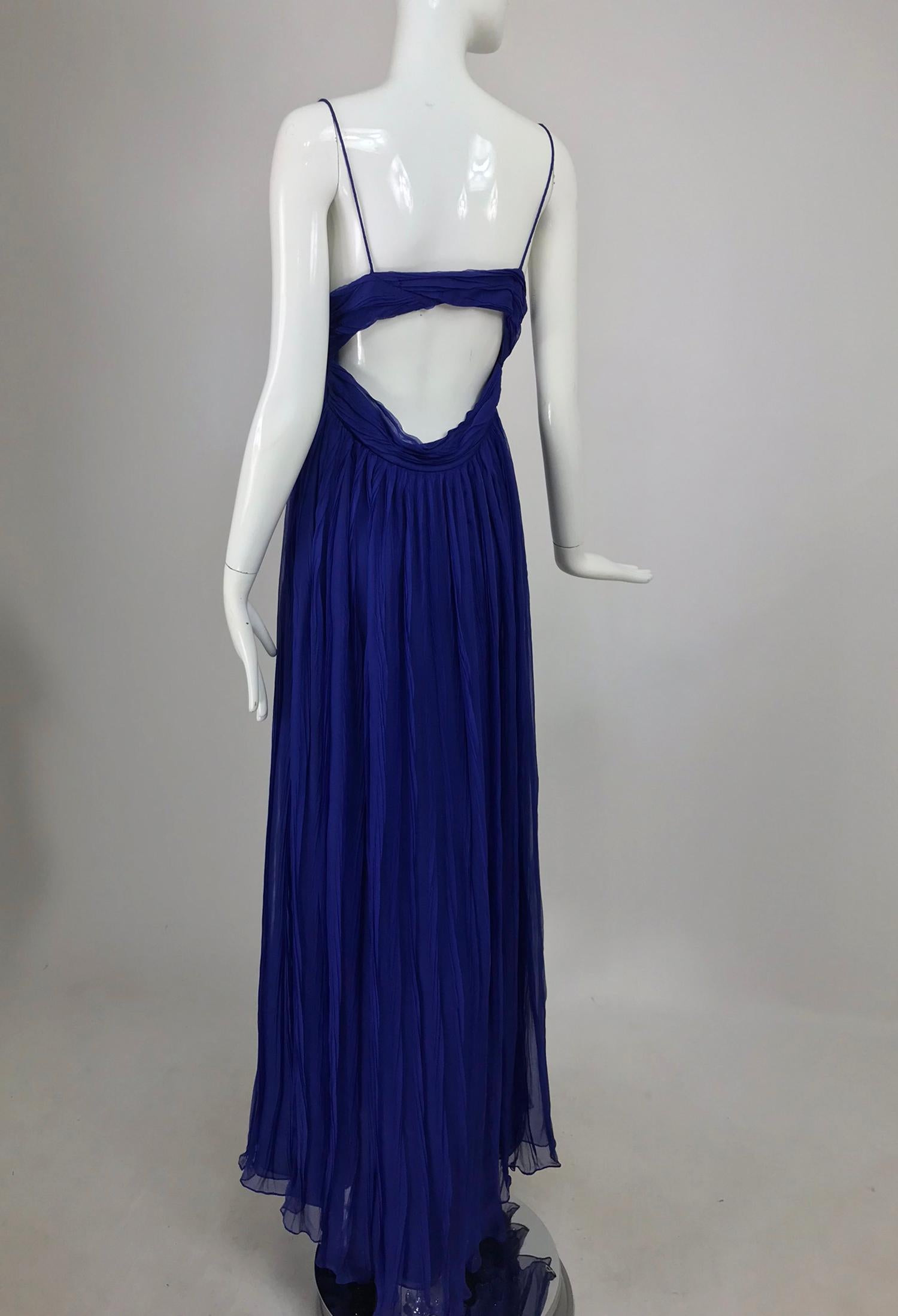 Jay Ahr pleated Blue Silk Evening Gown  3
