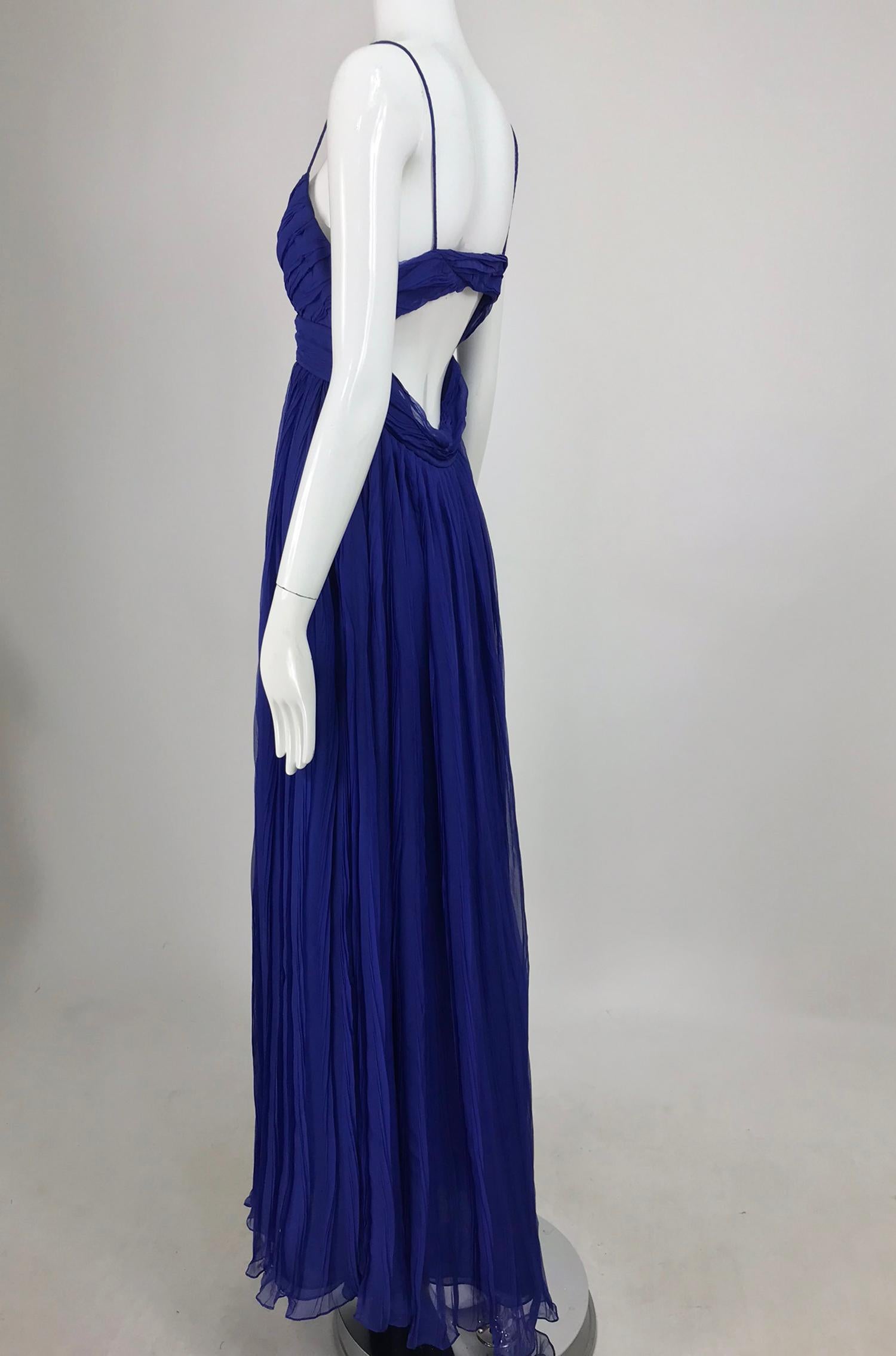 Jay Ahr pleated Blue Silk Evening Gown  4