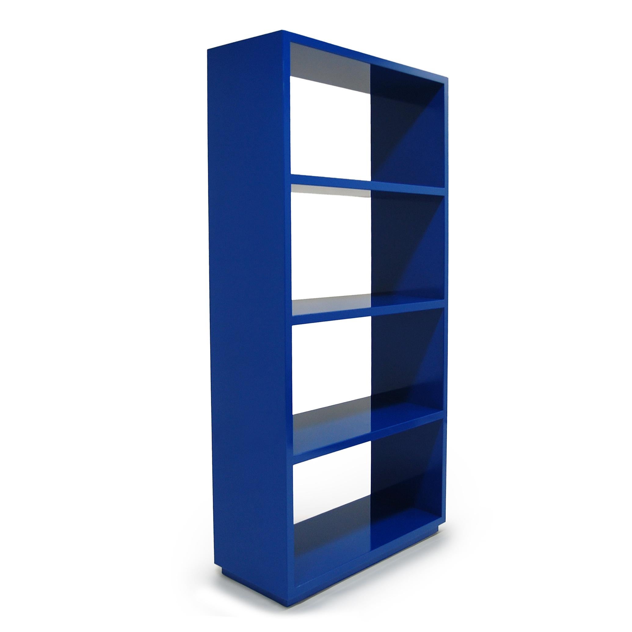 Clean-lined, functional, and versatile, the Jay bookcase gives a room that needed strong jolt of color without going overboard. Detailed with four fixed lacquered shelves it is perfect as a room divider or just a beautiful way to display book