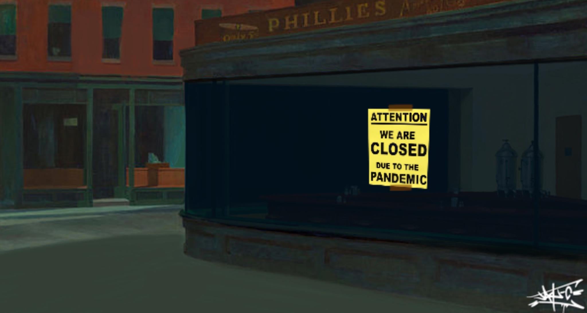Nighthawks su Corona Times! Pittura, Pop Art, Street Art