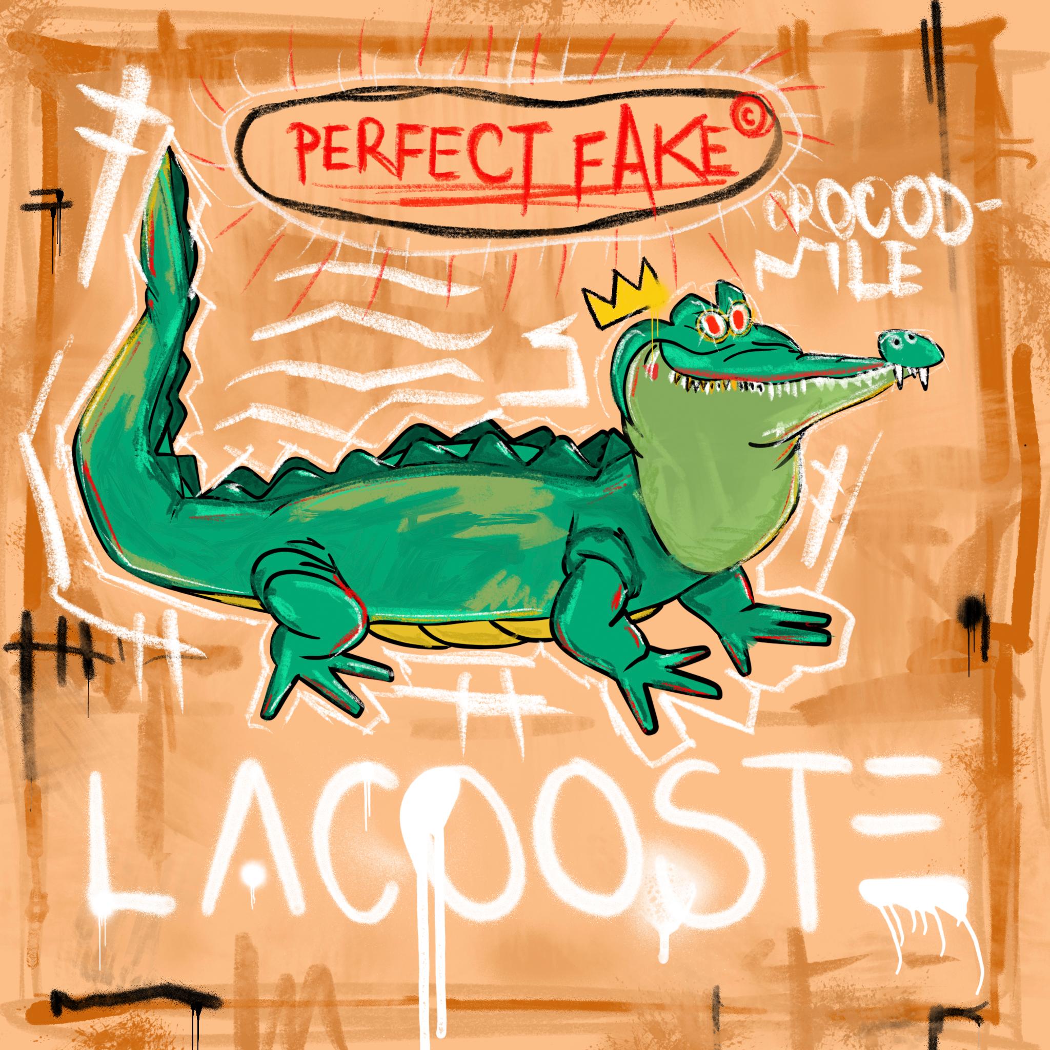Jay-C - Perfect Fake, Pop Art, Street Art, Croco, Lacoste, Basquiat,  Painting For Sale at 1stDibs