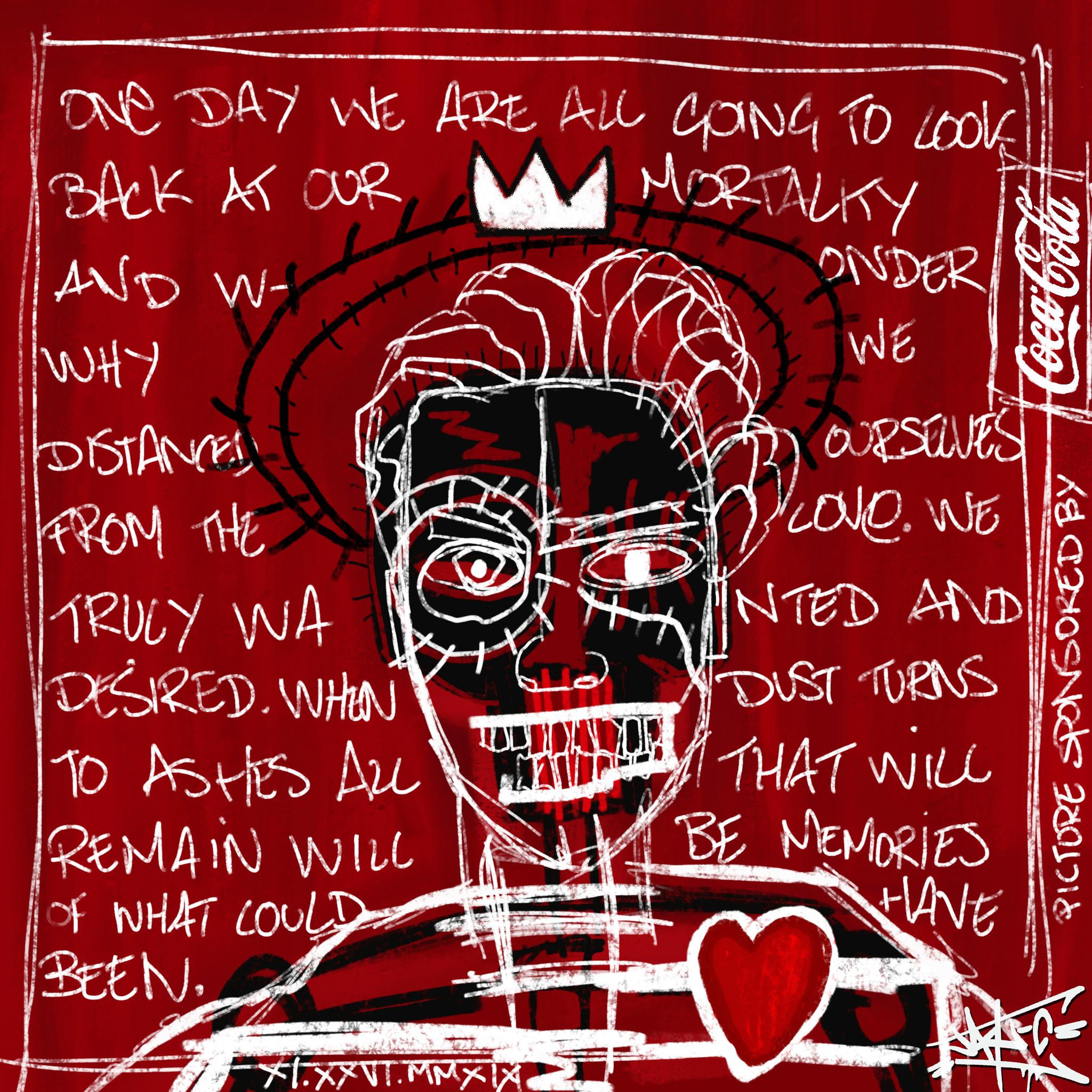 Portrait Painting Jay-C - Self Portrait, Street Art, Pop Art, Basquiat, rouge
