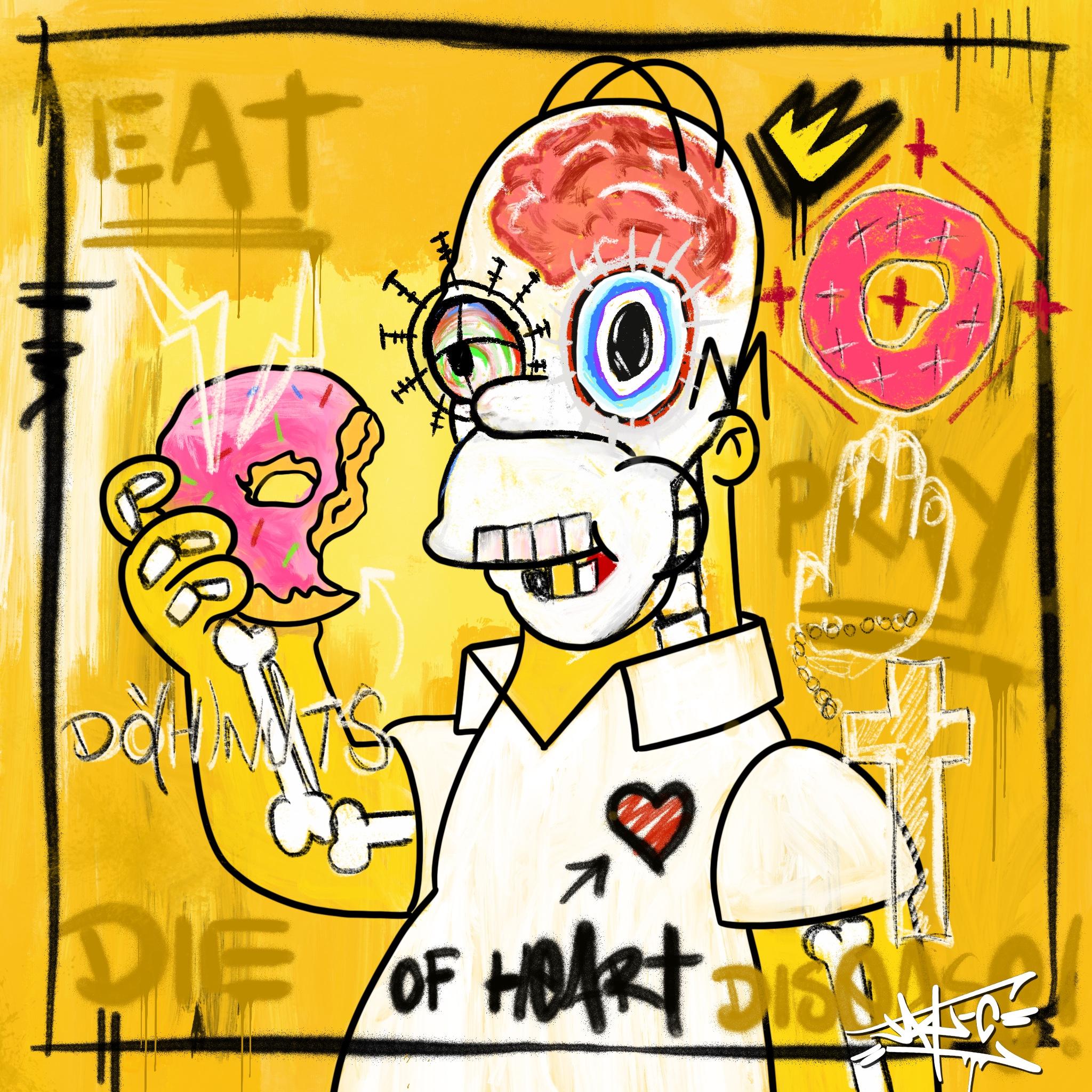 Jay-C Portrait Print - Eat! Pray! Die of Heart Disease!, Painting, Simpsons, Pop Art, Street Art