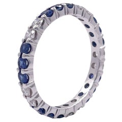 Fede nuziale in oro bianco 18 carati con diamante e zaffiro blu da 1,10 carati Jay Federing