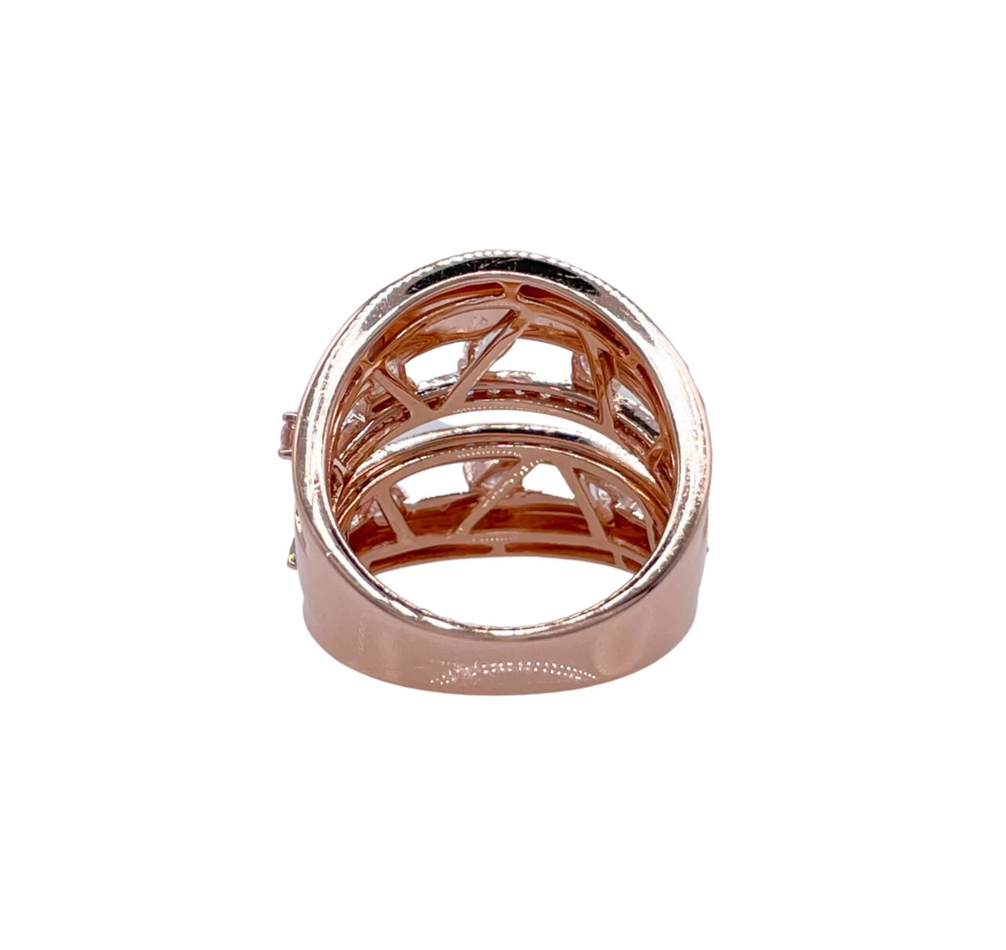 Donna Anello a fascia con diamante in oro rosa 14k Jay Feder in vendita