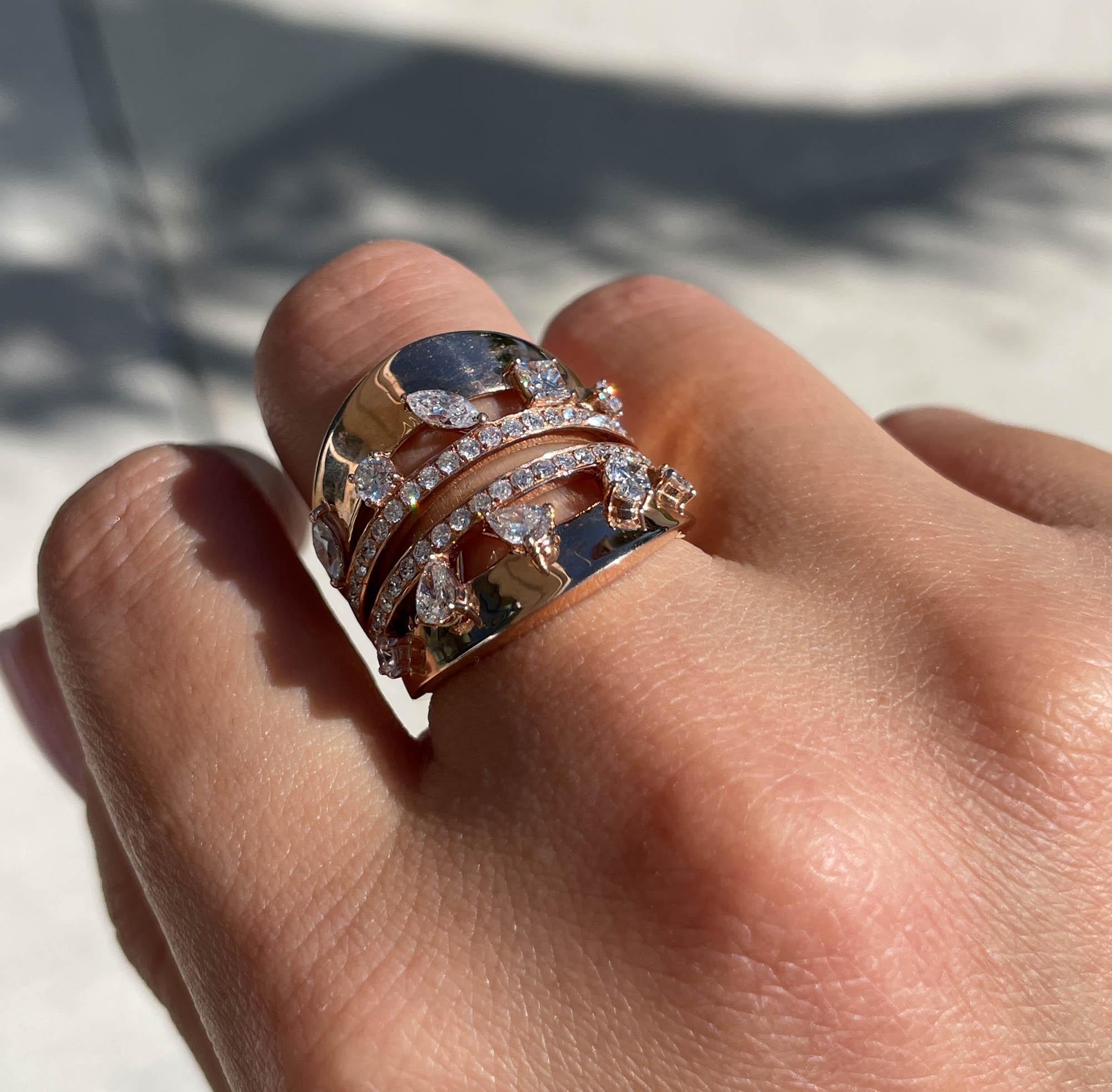 Anello a fascia con diamante in oro rosa 14k Jay Feder in vendita 3