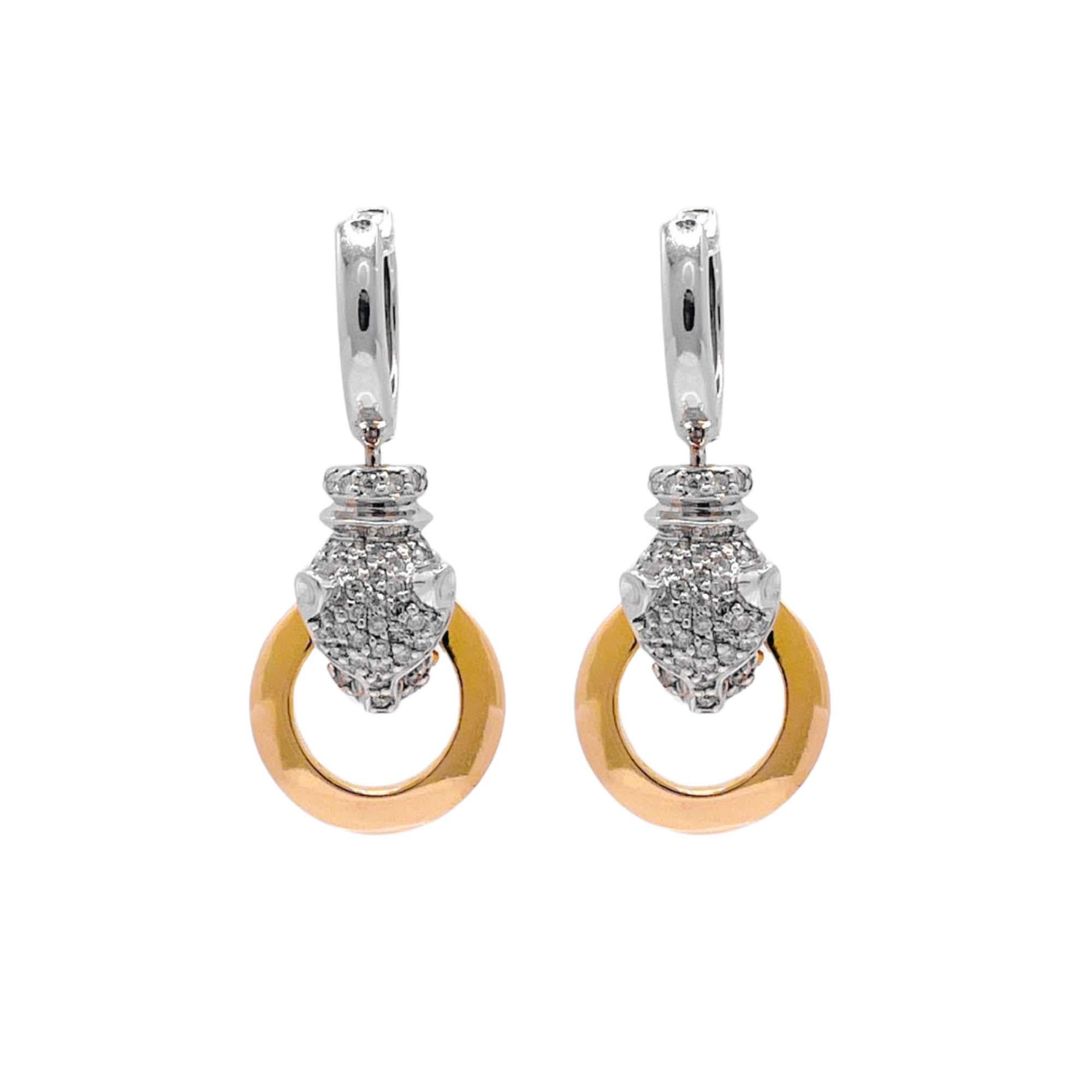 Jay Feder 14k Two Tone Gold Diamond Leopard Circle Hoop Earrings For Sale