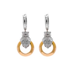 Jay Feder 14k zweifarbige Gold-Diamant-Leoparden-Ohrringe mit Kreis