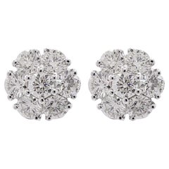 Jay Feder 14k White Gold Diamond Cluster Stud Earrings