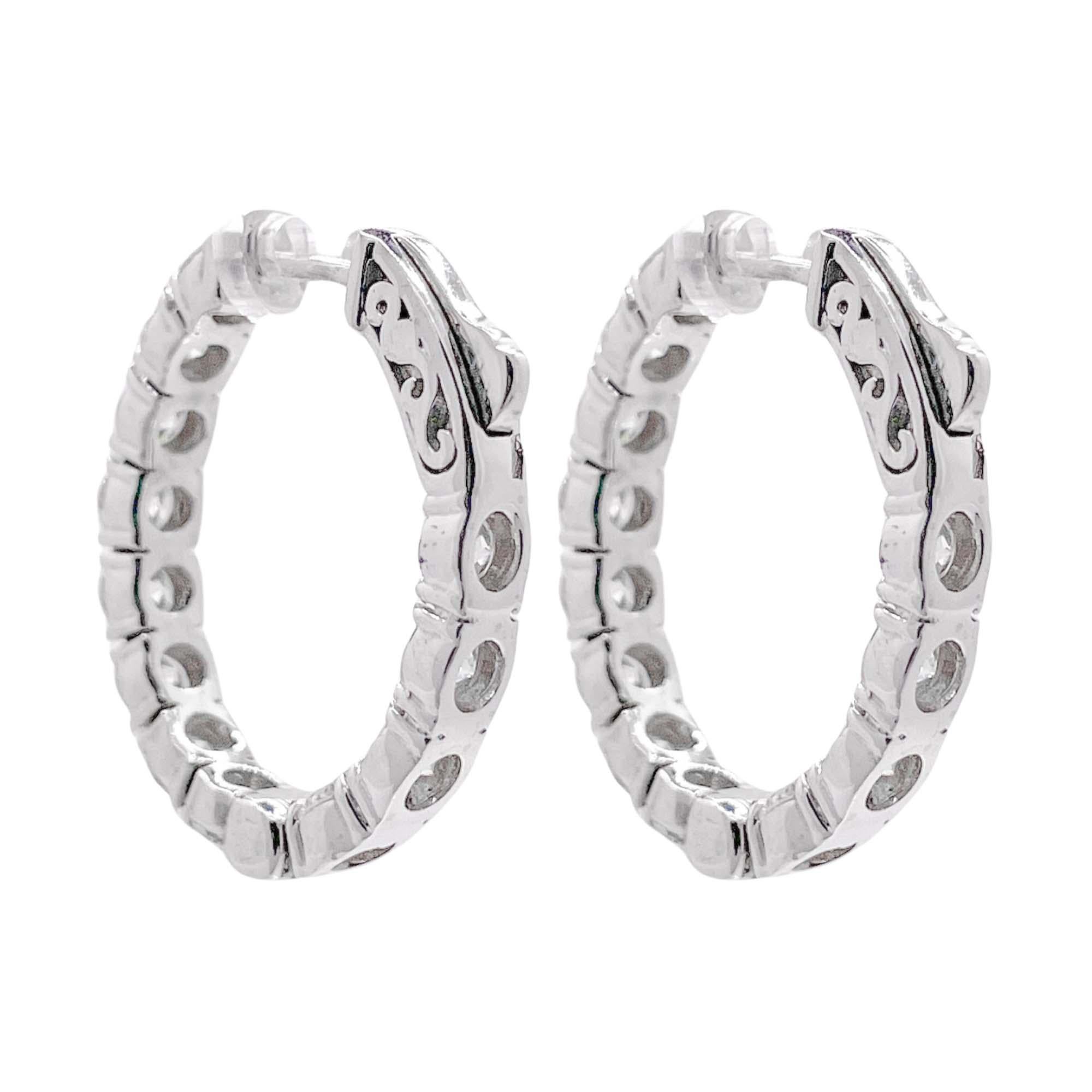 Jay Feder Orecchini a cerchio con diamanti in oro bianco 14k In condizioni buone in vendita a Boca Raton, FL