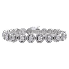 Jay Feder 14k White Gold Diamond Oval Halo Tennis Bracelet