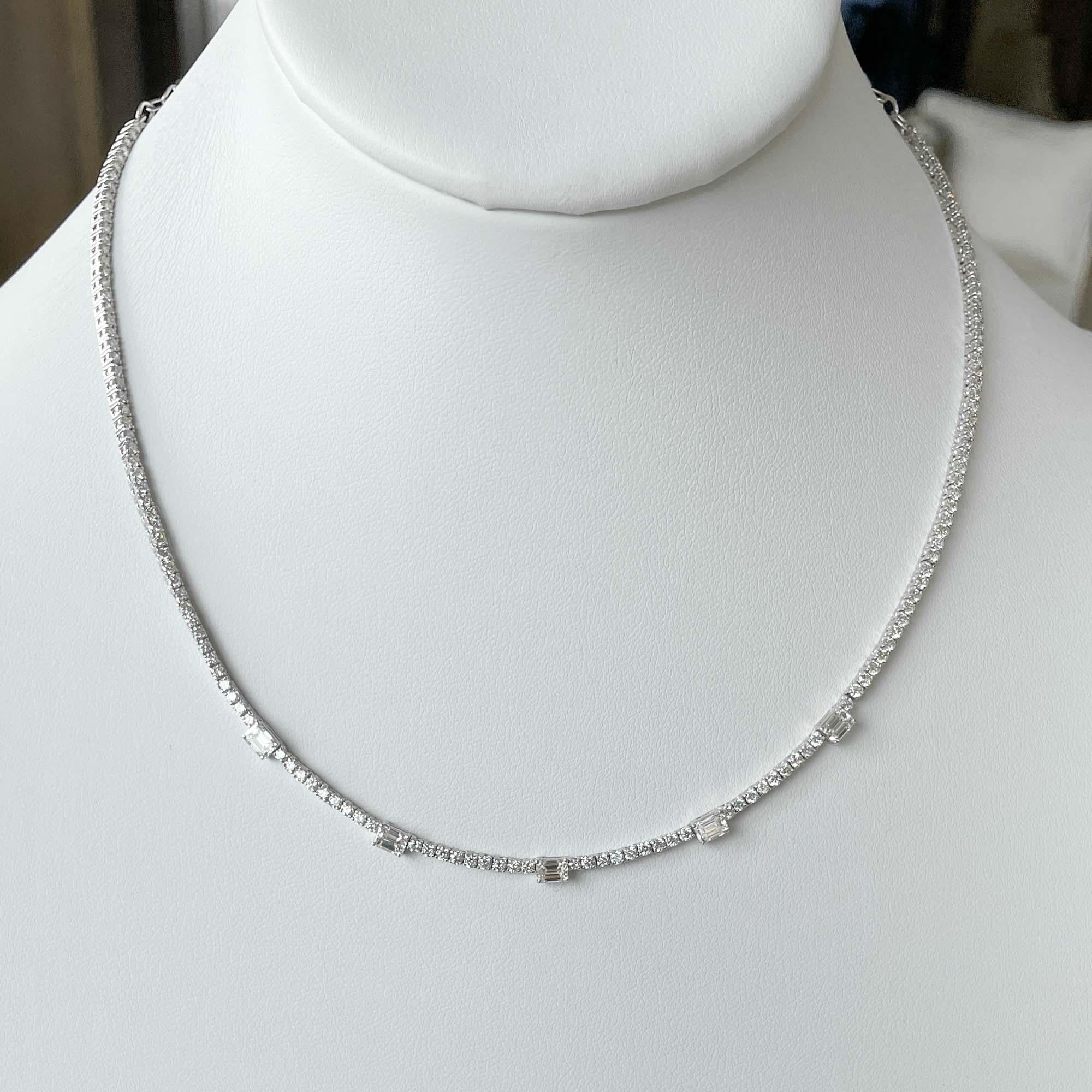 Taglio misto Jay Feders - Collana con diamanti a stazione in oro bianco 14k in vendita