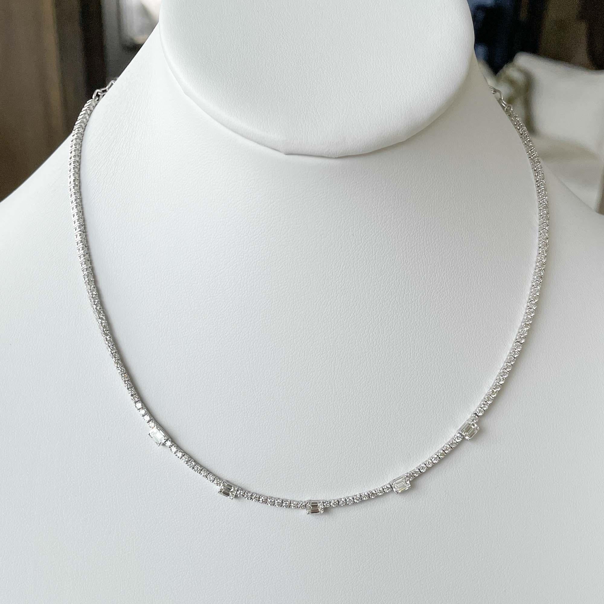 da uomo o donna Jay Feders - Collana con diamanti a stazione in oro bianco 14k in vendita