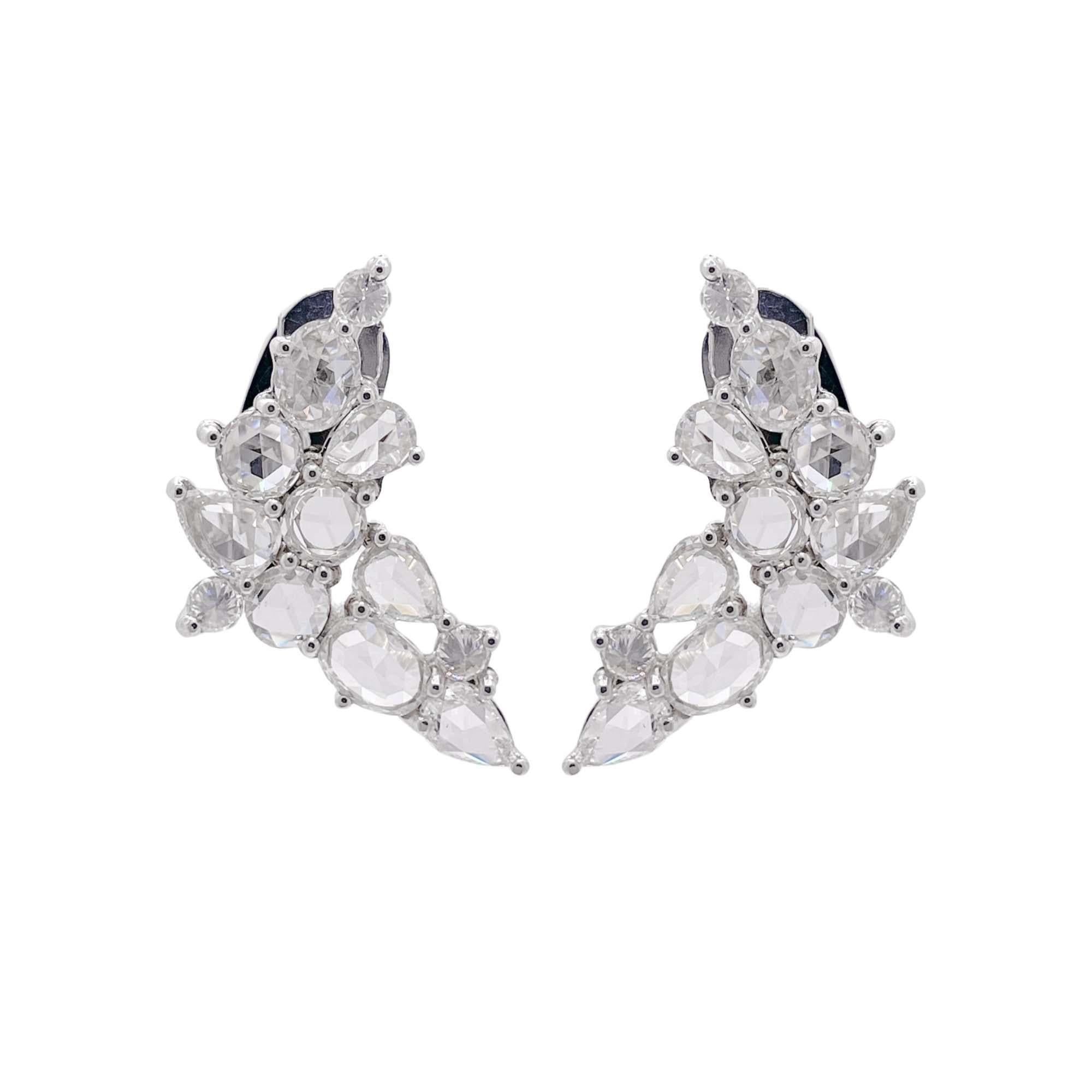 Jay Feder 14k White Gold Diamond Wing Earrings