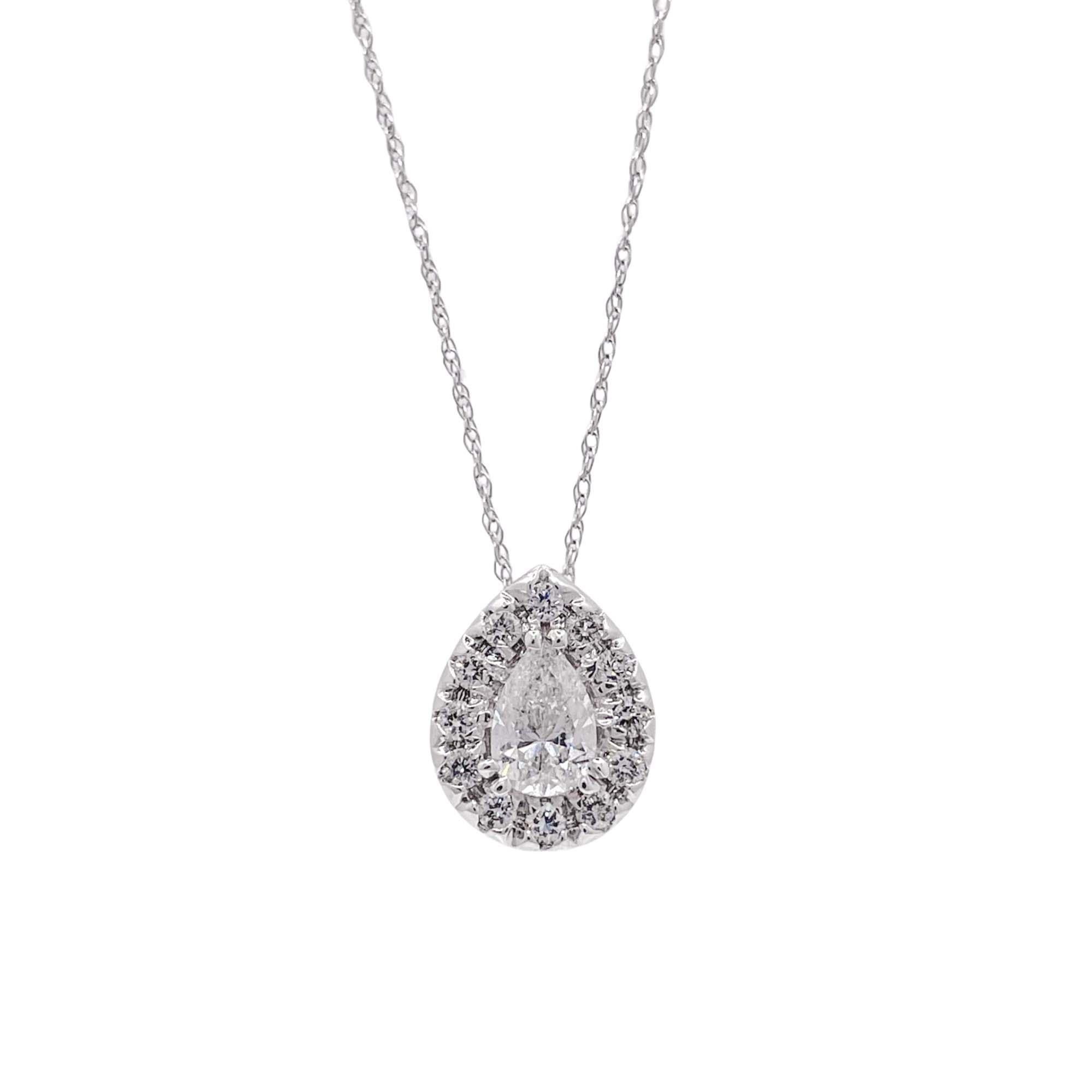 Jay Federing, collana con ciondolo a forma di pera e diamante a raggiera in oro bianco 14 carati In condizioni buone in vendita a Boca Raton, FL