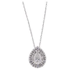 Jay Federing, collana con ciondolo a forma di pera e diamante a raggiera in oro bianco 14 carati