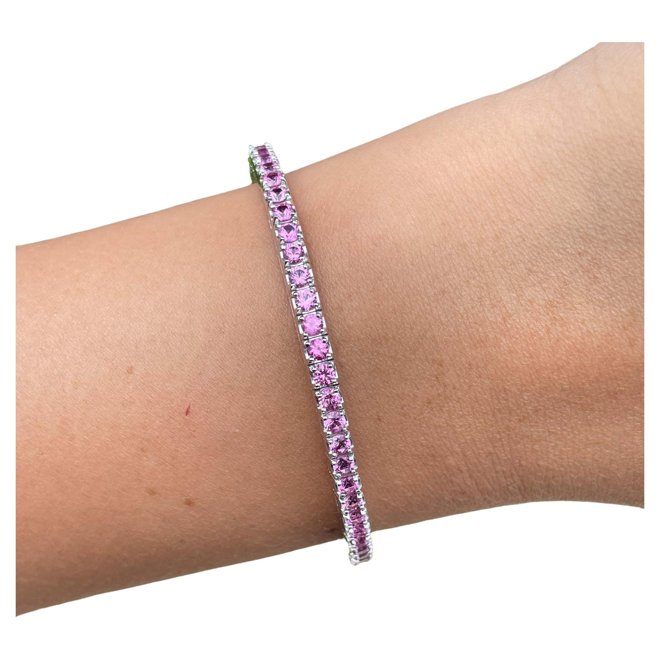 Jay Feder 14k White Gold Pink Sapphire Stretch Tennis Bangle Bracelet