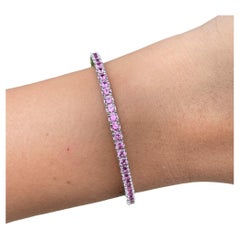 Jay Feder Bracciale Tennis Stretch in oro bianco 14k con zaffiro rosa