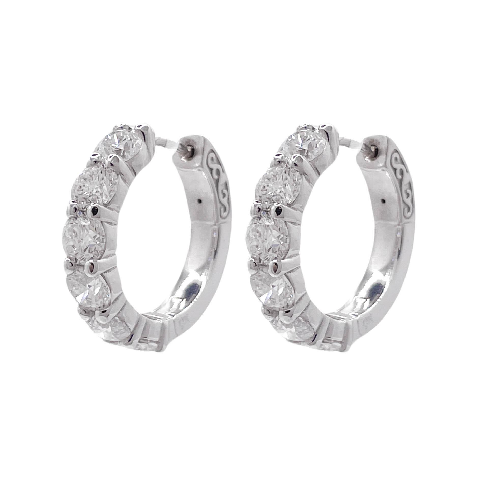 Jay Feder 14k White Gold Round Diamond Huggie Earrings